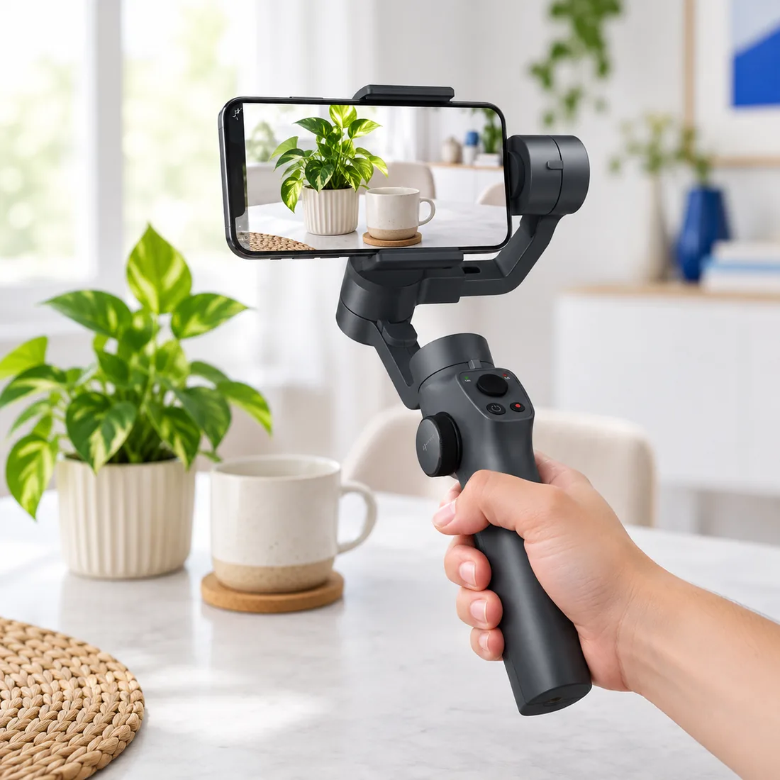 Estabilizador gimbal 3 eixos para celular - Tomate - MTY-8008 — uso