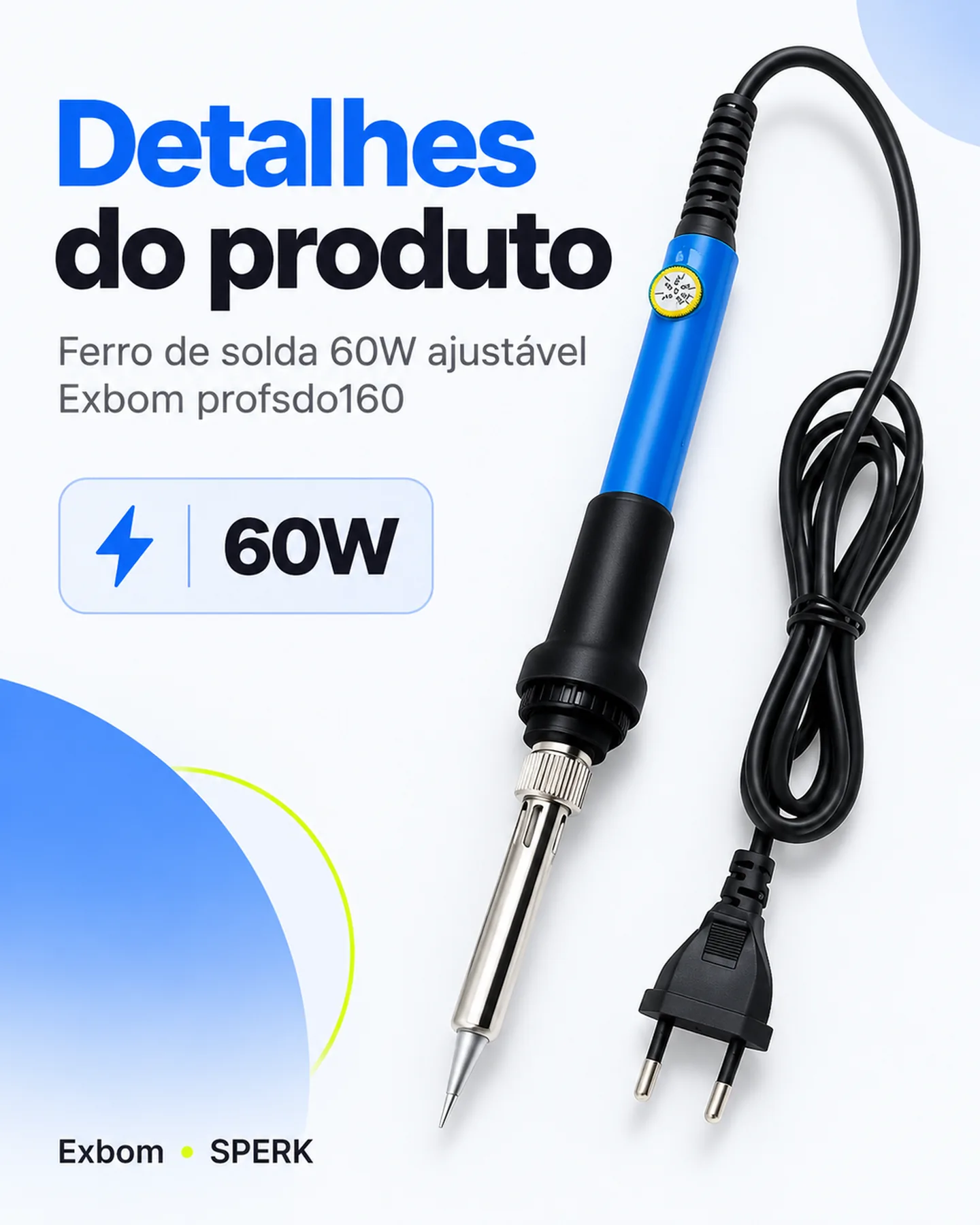 Ferro de solda 60W ajustável Exbom profsdo160 — painel 4