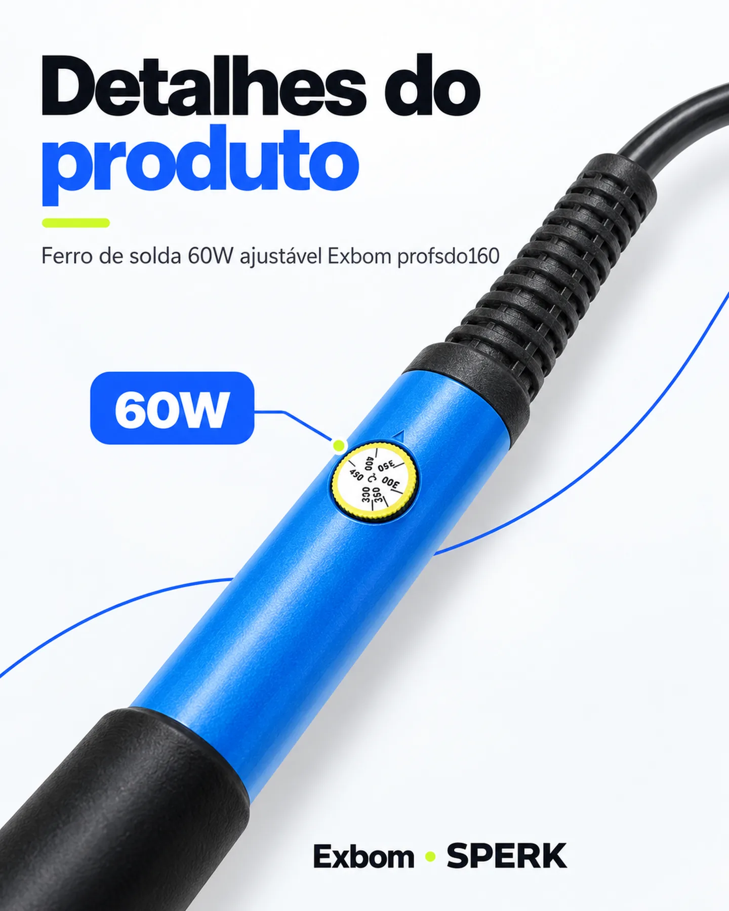 Ferro de solda 60W ajustável Exbom profsdo160 — painel 5