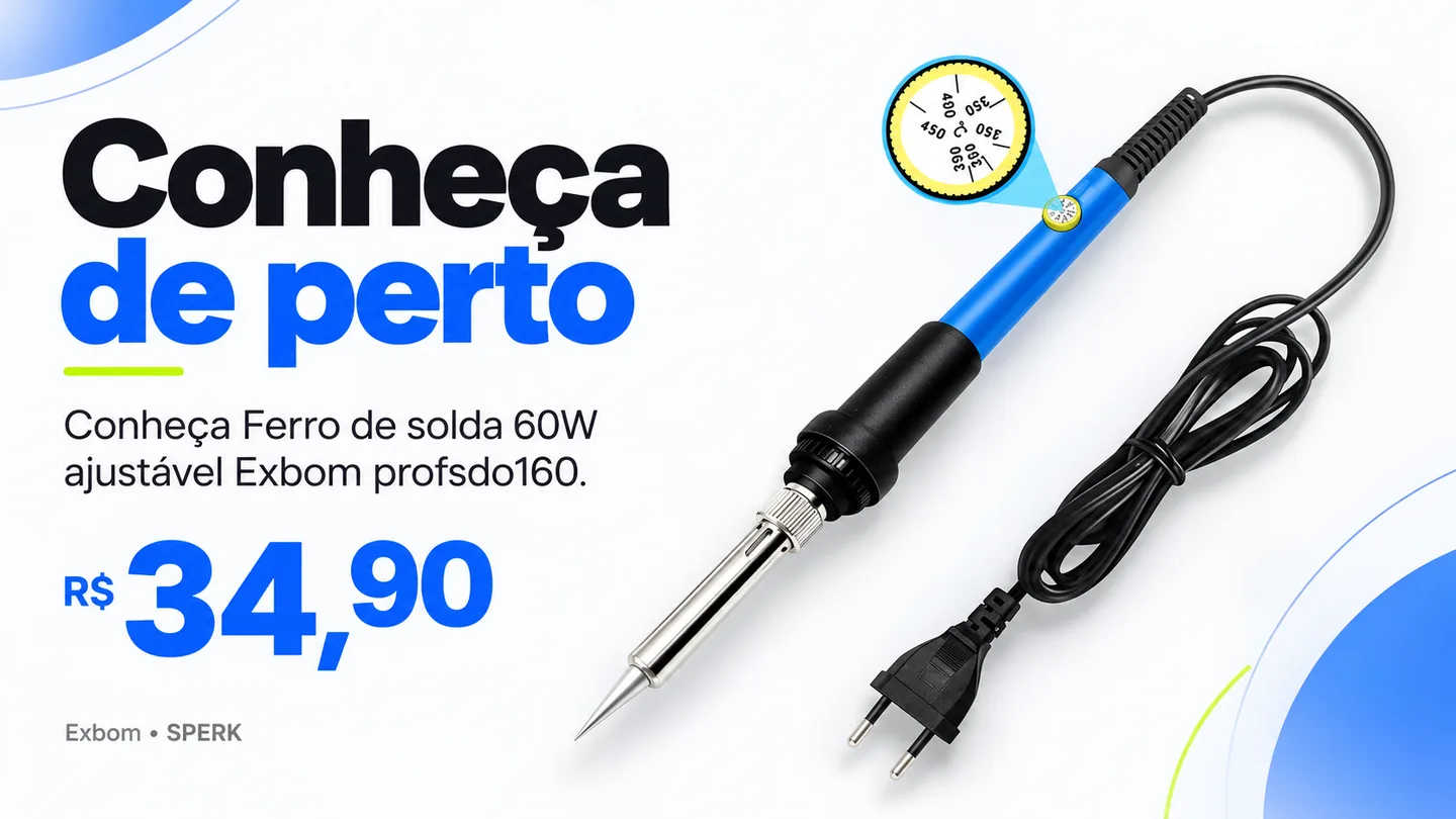 Ferro de solda 60W ajustável Exbom profsdo160 — heroi descricao