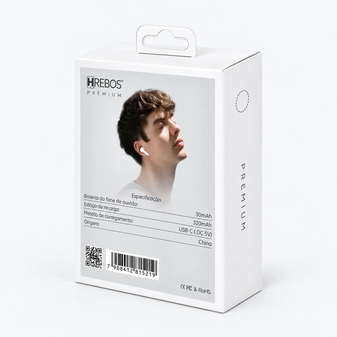 Fone de ouvido Bluetooth harmony pod i cores sortidas Hrebos EB-219 — verso lateral