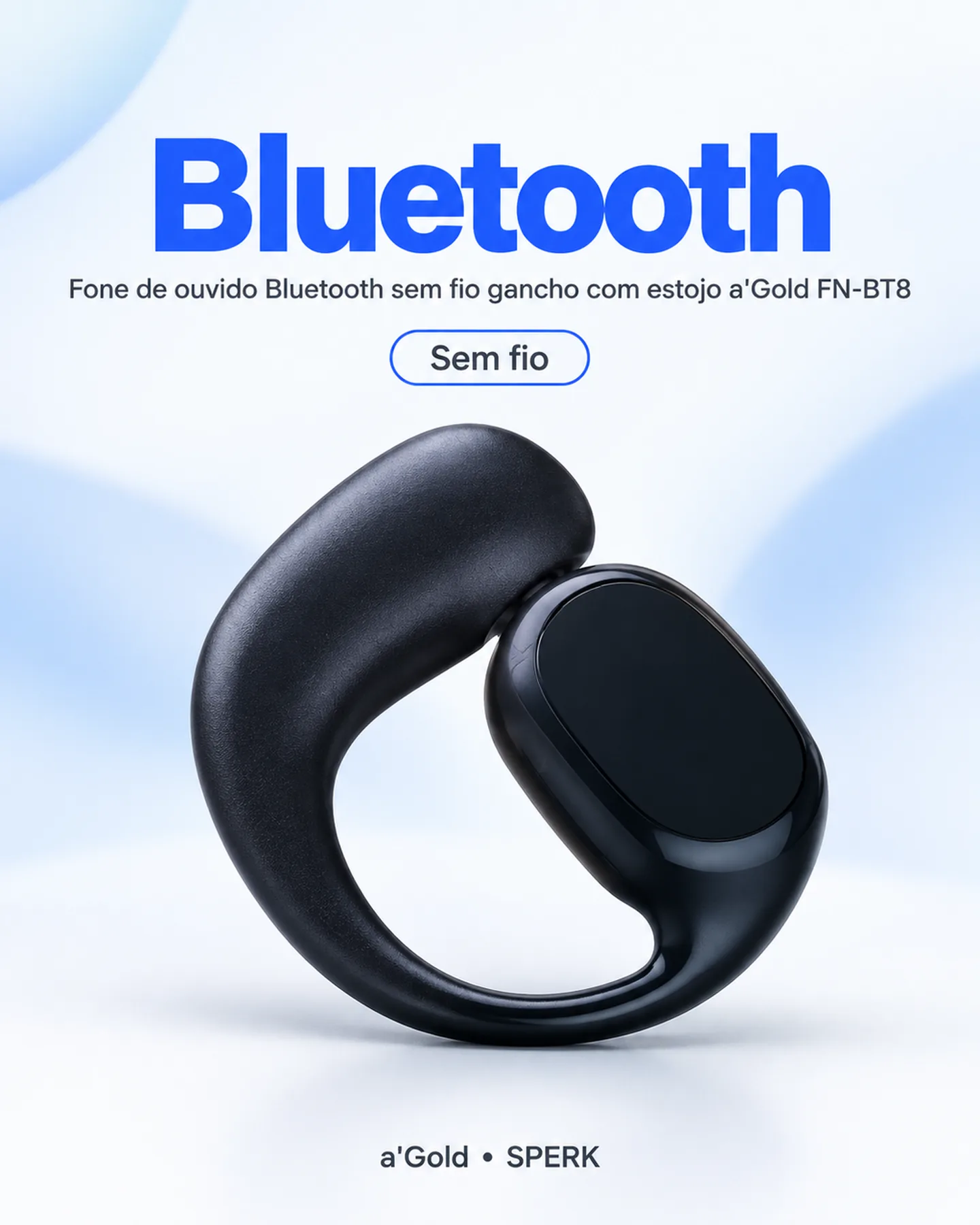 Fone de ouvido Bluetooth sem fio gancho com estojo a'Gold FN-BT8 — painel 2