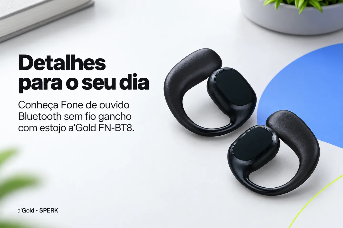 Fone de ouvido Bluetooth sem fio gancho com estojo a'Gold FN-BT8 — diferencial uso