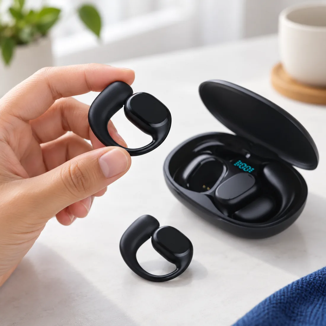 Fone de ouvido Bluetooth sem fio gancho com estojo a'Gold FN-BT8 — uso