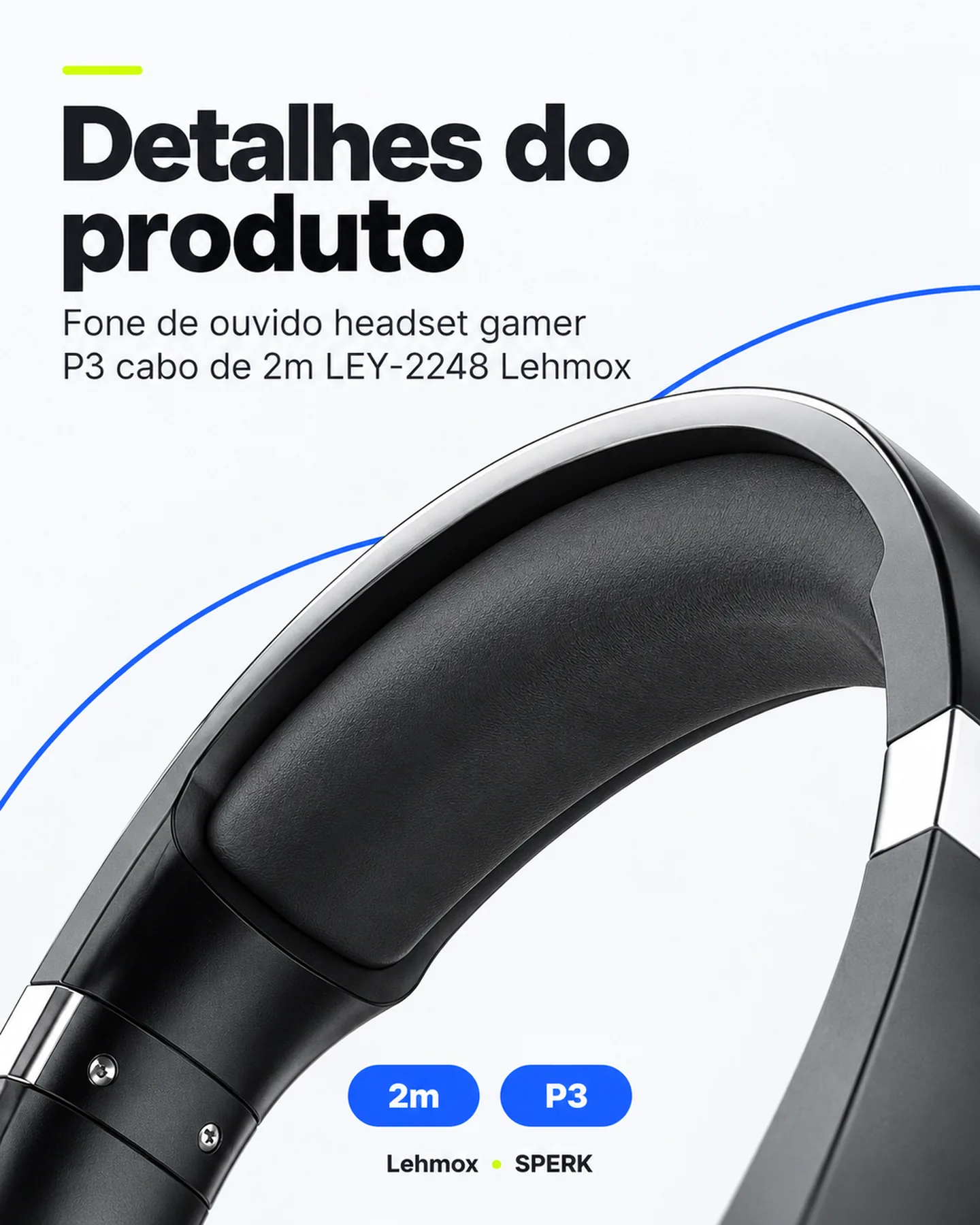 Fone de ouvido headset gamer P3 cabo de 2m LEY-2248 Lehmox — painel 5