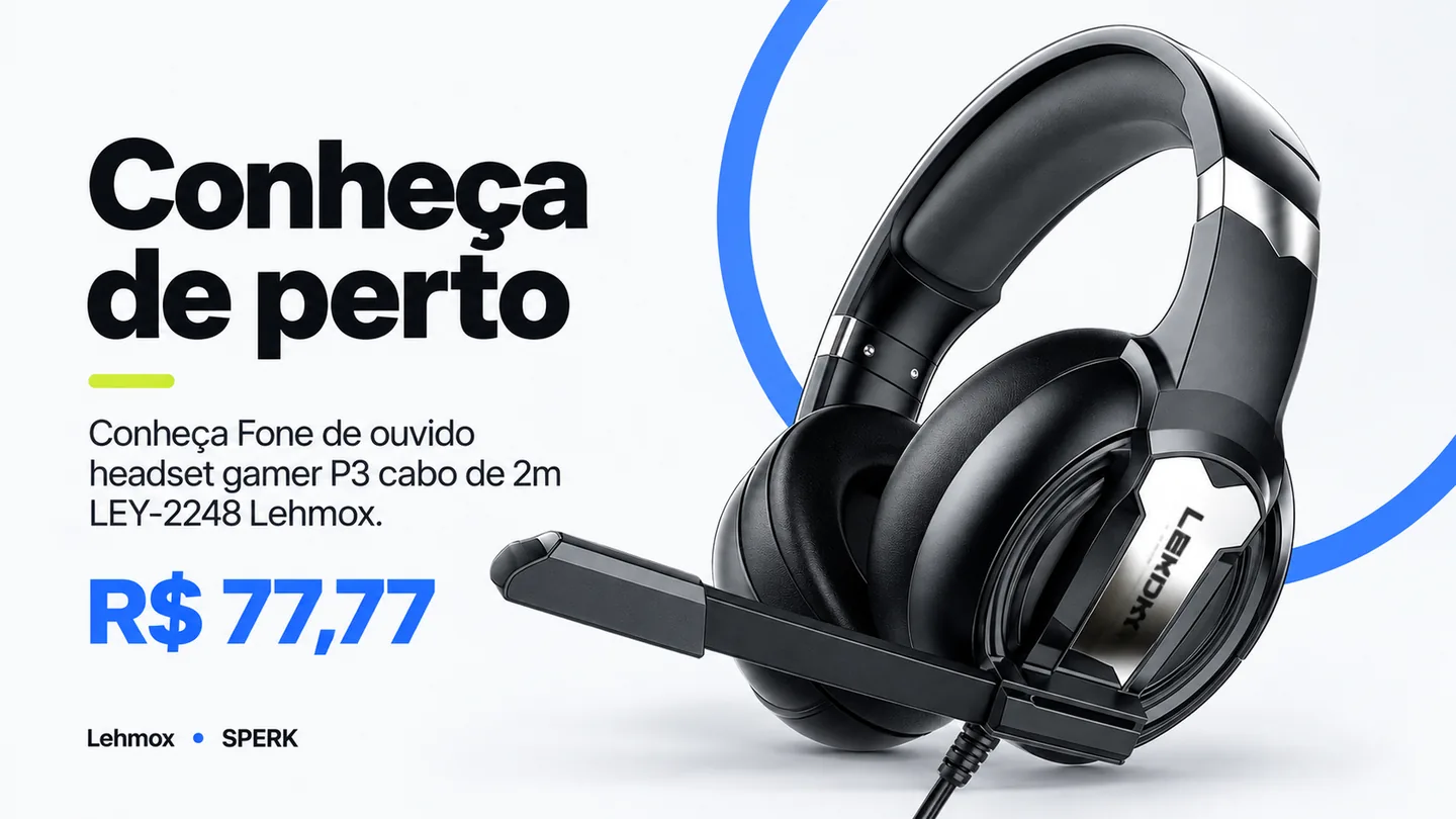 Fone de ouvido headset gamer P3 cabo de 2m LEY-2248 Lehmox — heroi descricao