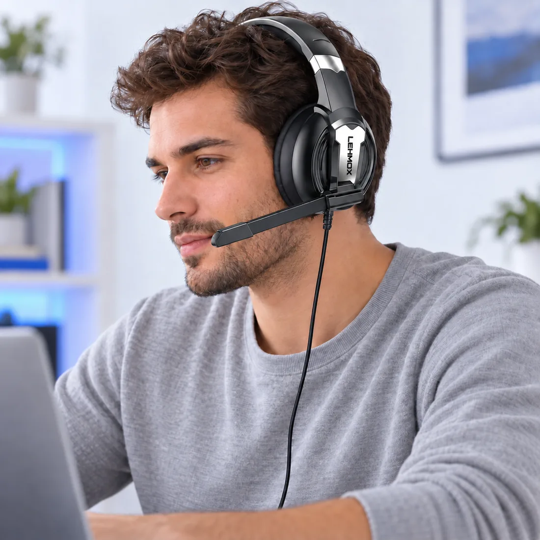 Fone de ouvido headset gamer P3 cabo de 2m LEY-2248 Lehmox — uso