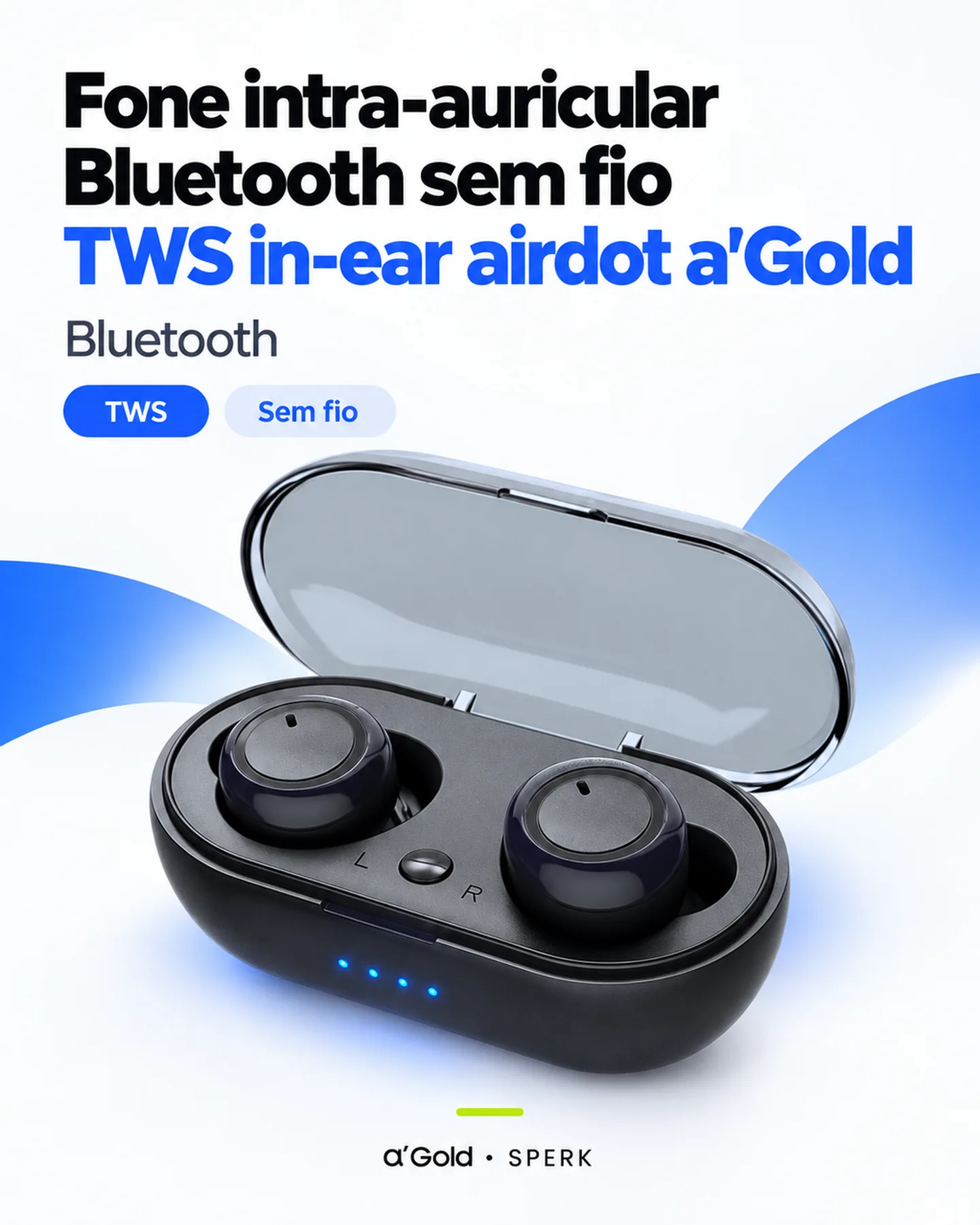 Fone intra-auricular Bluetooth sem fio TWS in-ear airdot a'Gold — painel 1