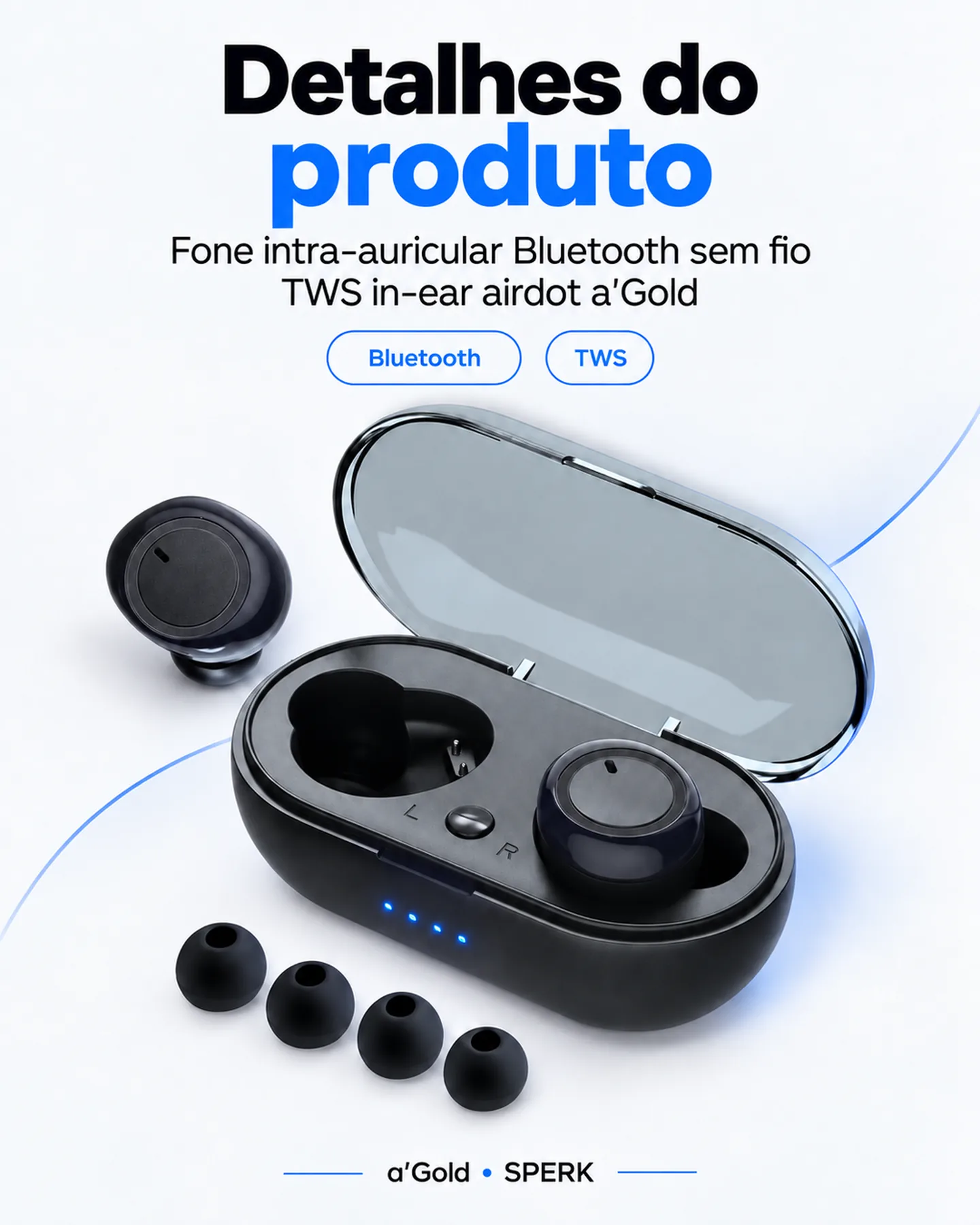 Fone intra-auricular Bluetooth sem fio TWS in-ear airdot a'Gold — painel 5