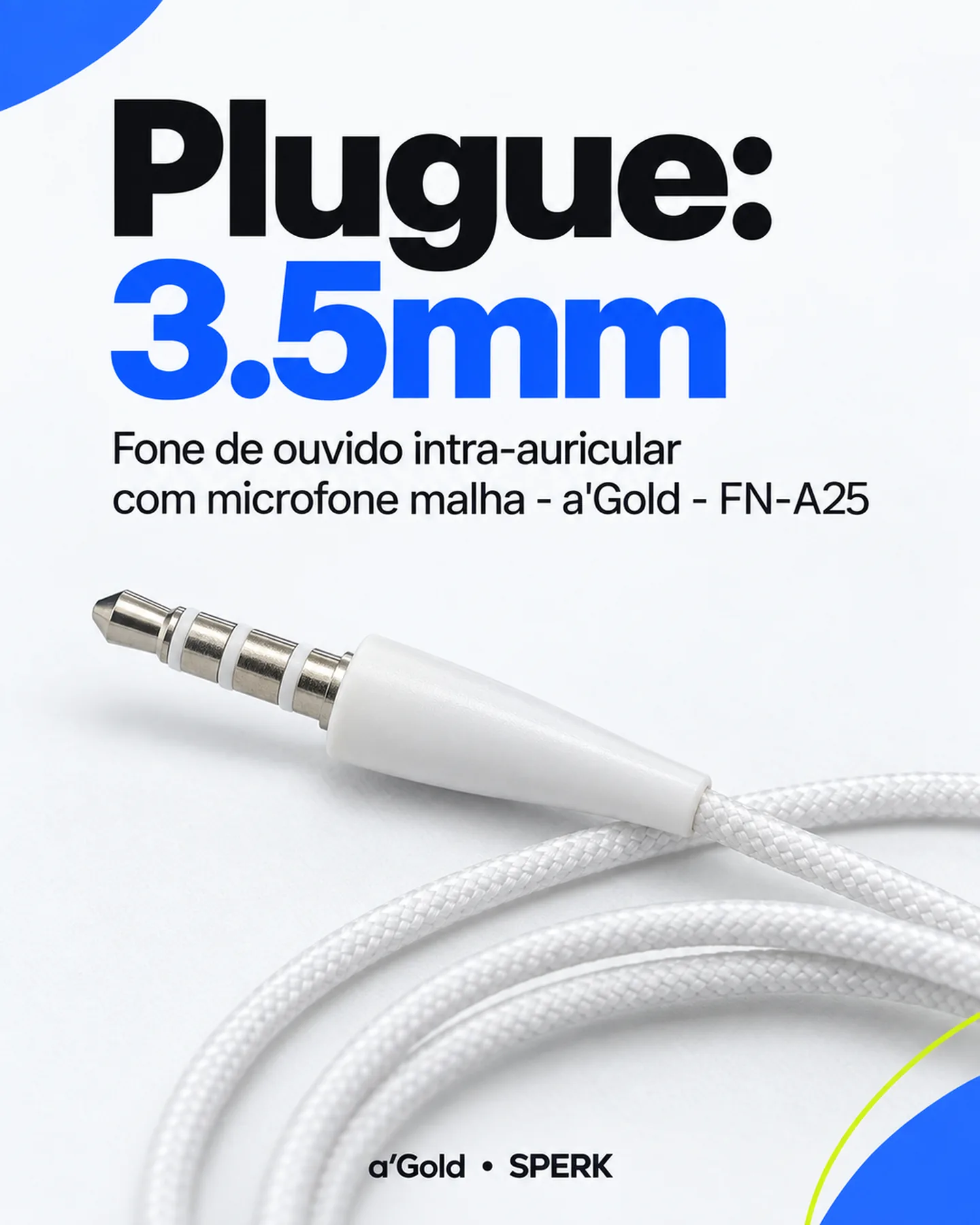Fone de ouvido intra-auricular com microfone malha - a'Gold - FN-A25 — painel 2