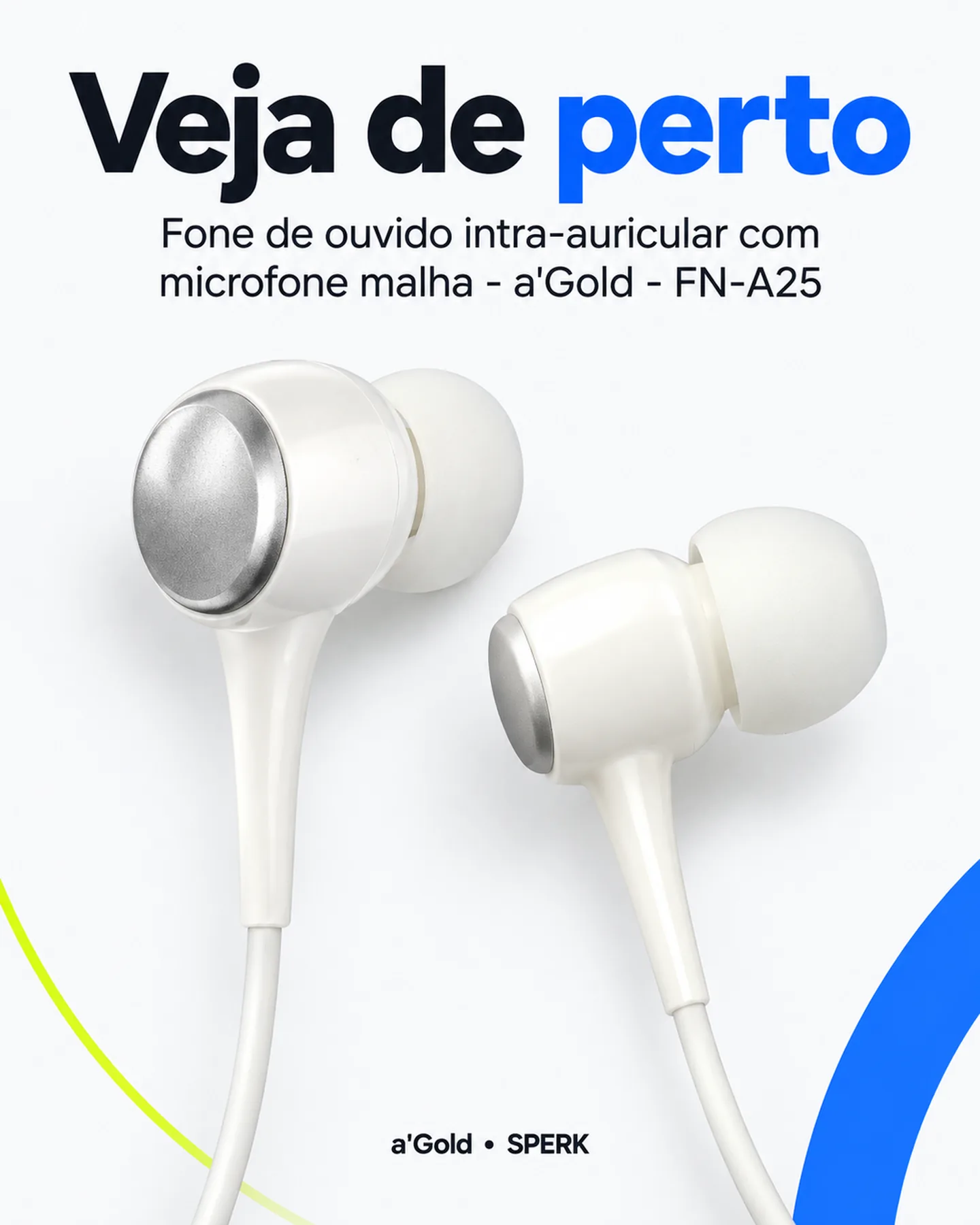 Fone de ouvido intra-auricular com microfone malha - a'Gold - FN-A25 — painel 3