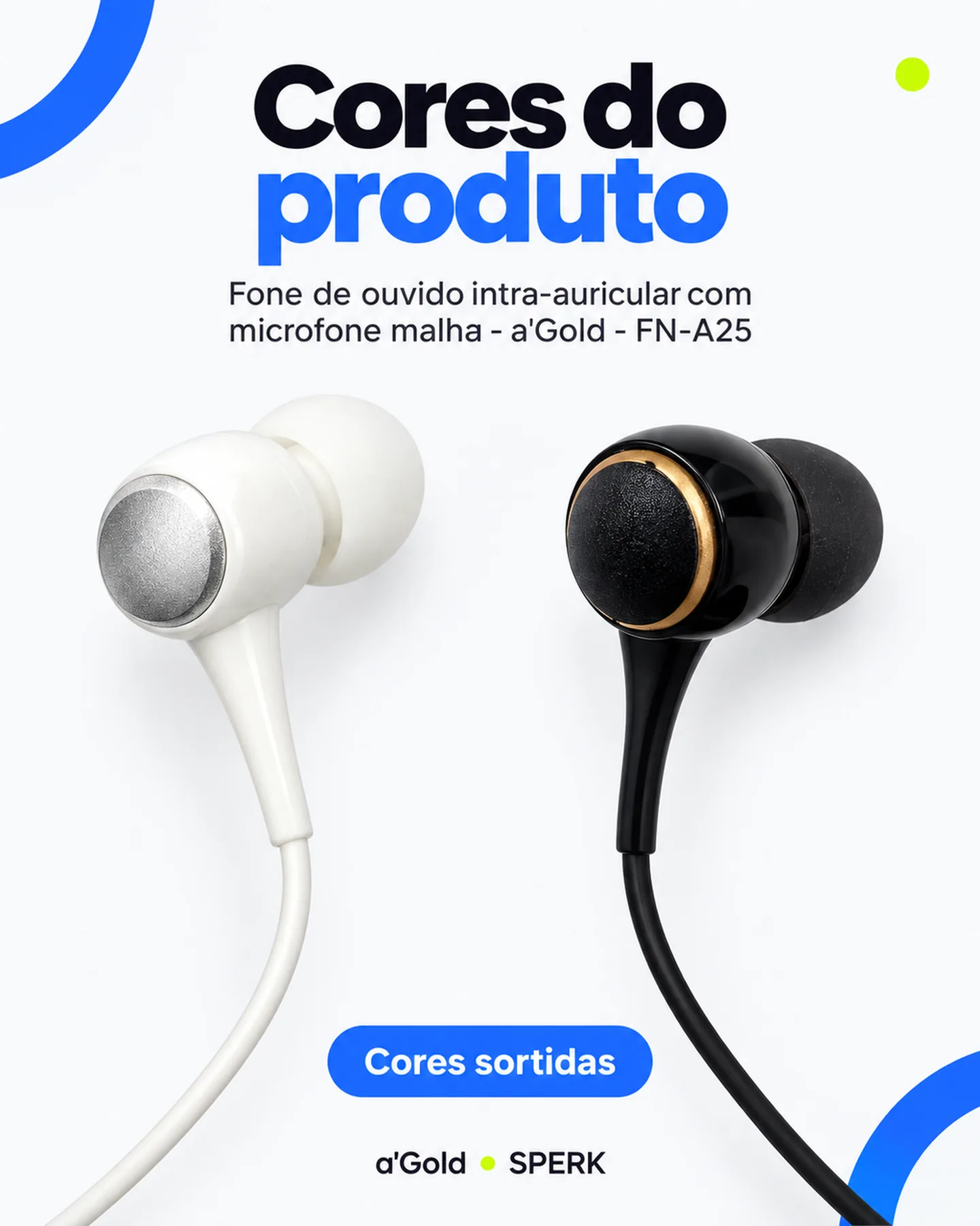 Fone de ouvido intra-auricular com microfone malha - a'Gold - FN-A25 — painel 5