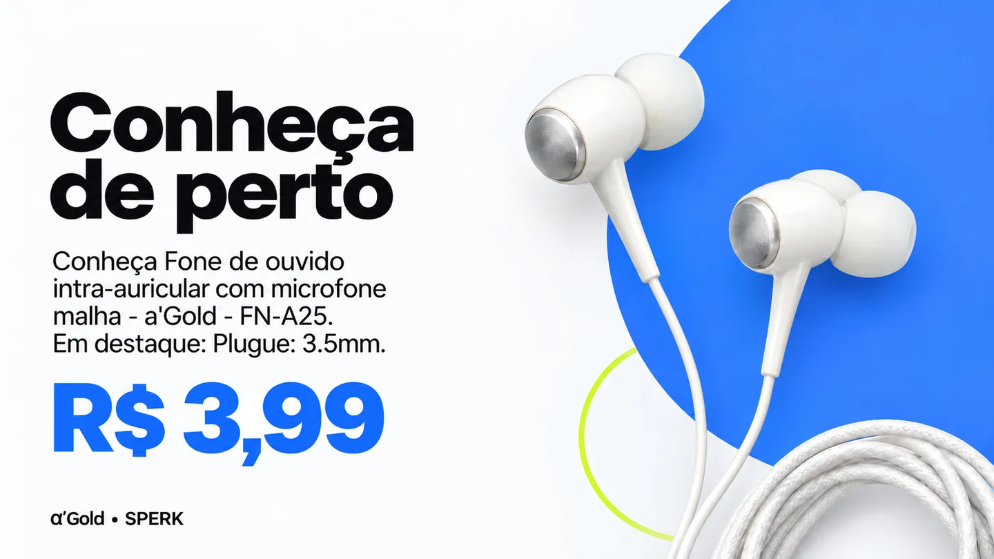 Fone de ouvido intra-auricular com microfone malha - a'Gold - FN-A25 — heroi descricao
