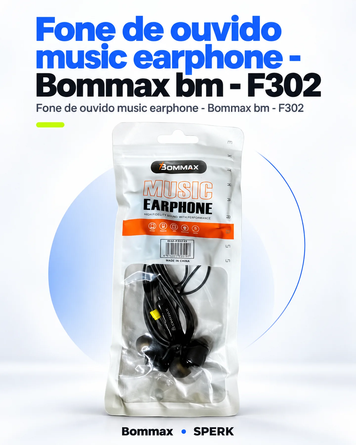 Fone de ouvido music earphone - Bommax bm - F302 — painel 2