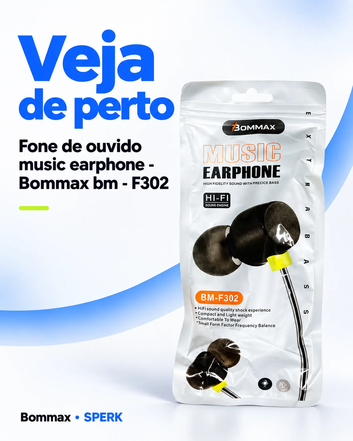Fone de ouvido music earphone - Bommax bm - F302 — painel 3