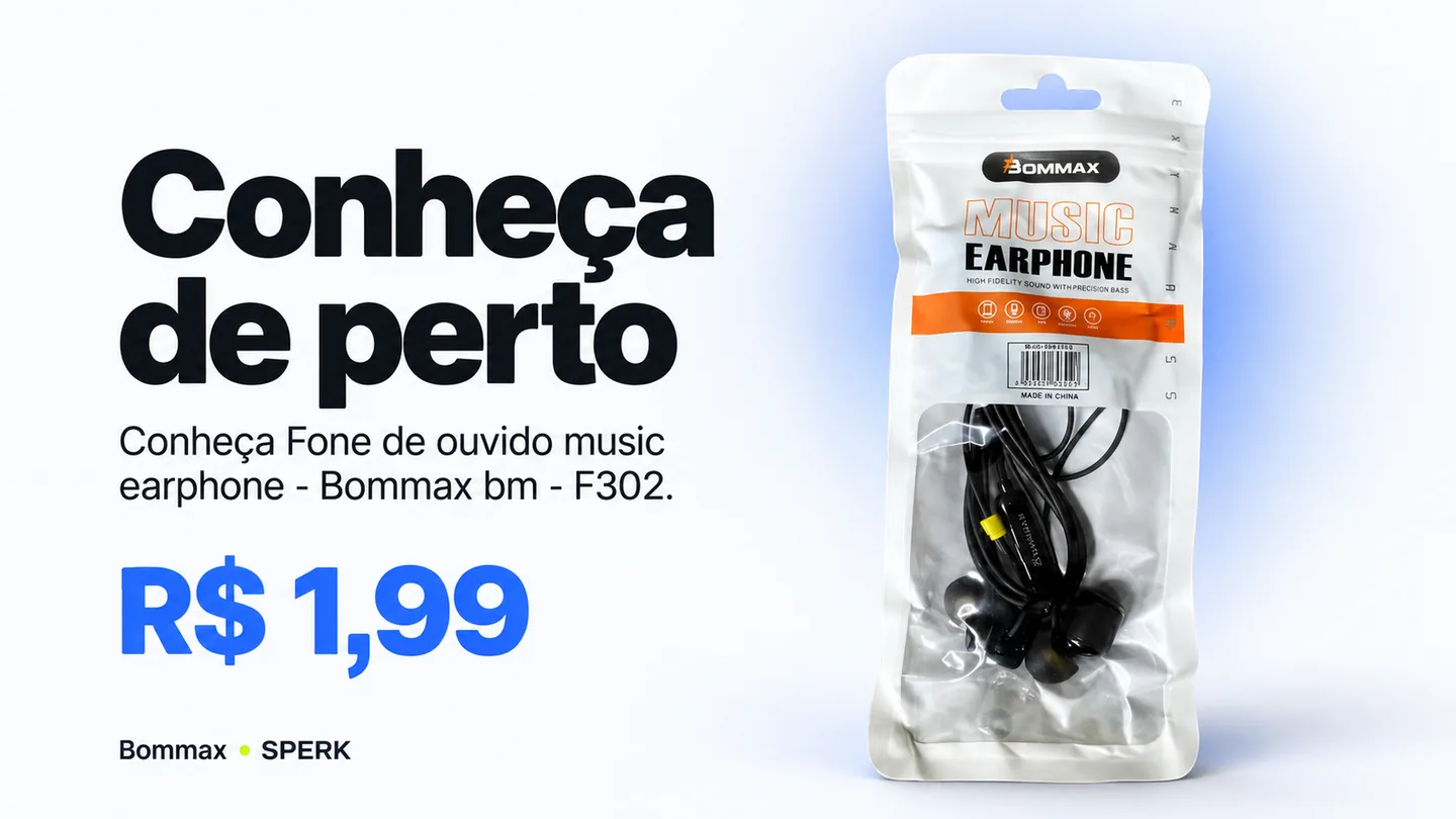 Fone de ouvido music earphone - Bommax bm - F302 — heroi descricao