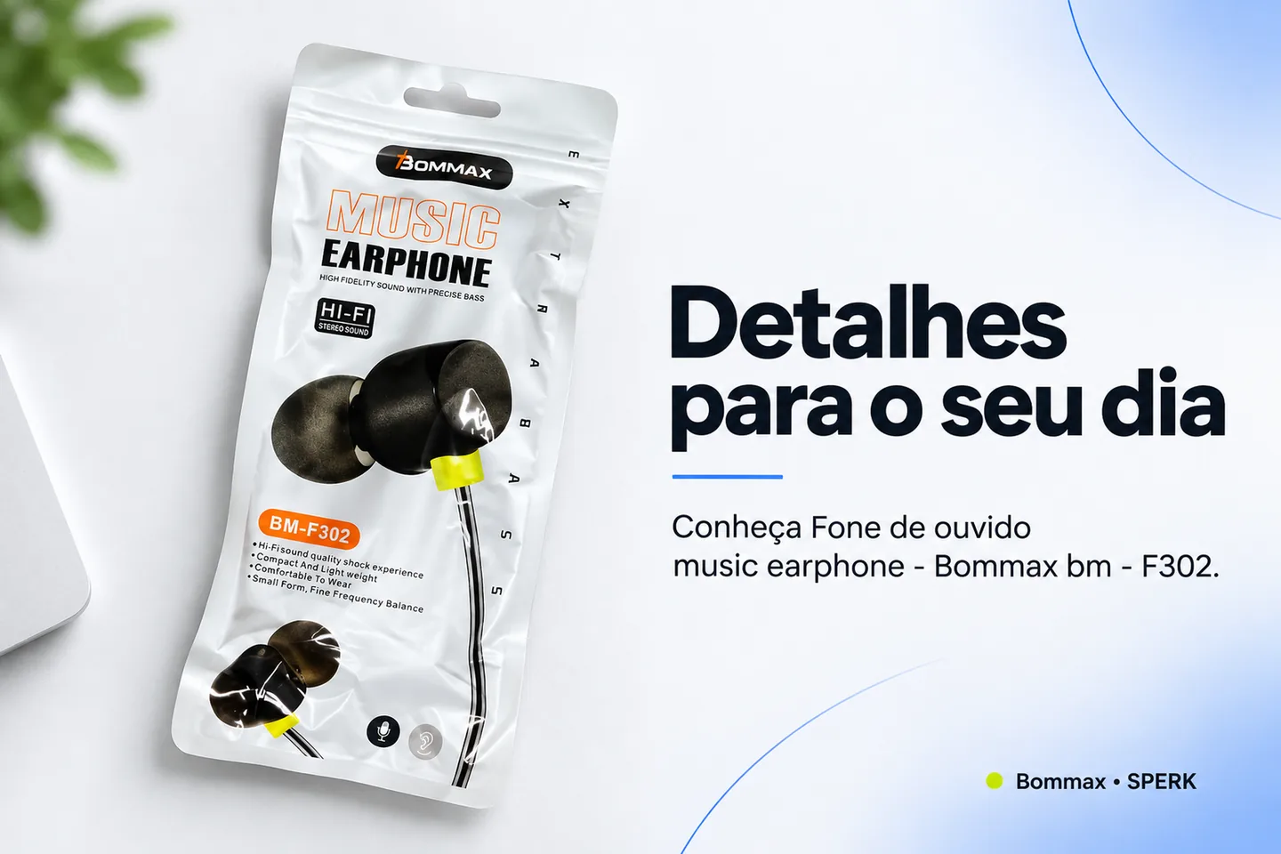 Fone de ouvido music earphone - Bommax bm - F302 — diferencial uso