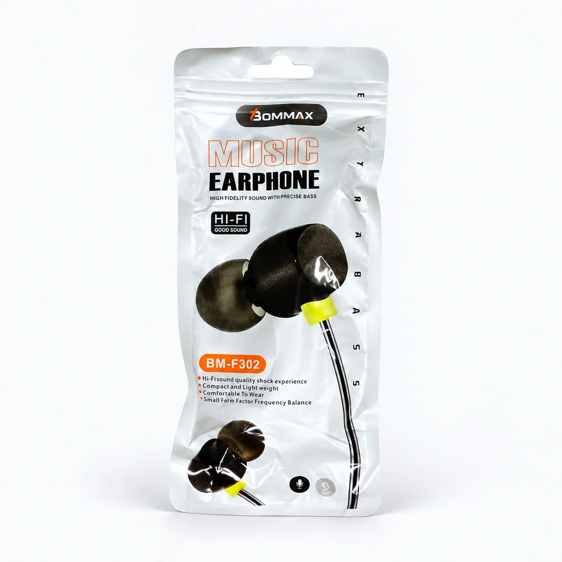 Fone de ouvido music earphone - Bommax bm - F302 — frente estudio