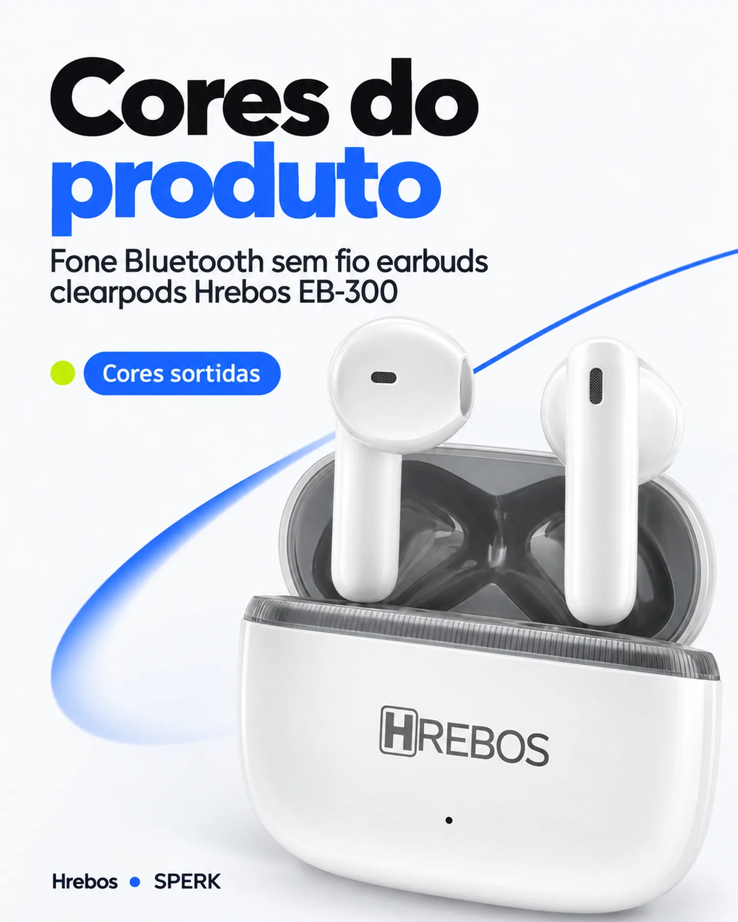 Fone Bluetooth sem fio earbuds clearpods Hrebos EB-300 — painel 5