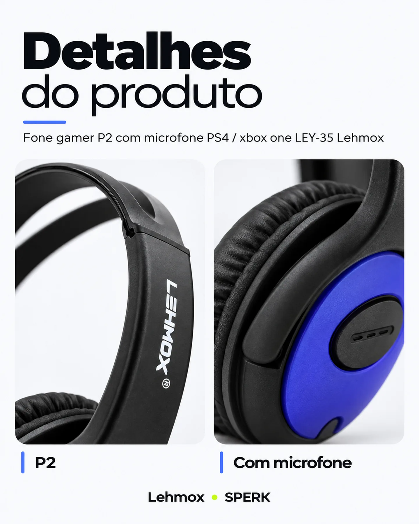 Fone gamer P2 com microfone PS4 / xbox one LEY-35 Lehmox — painel 5