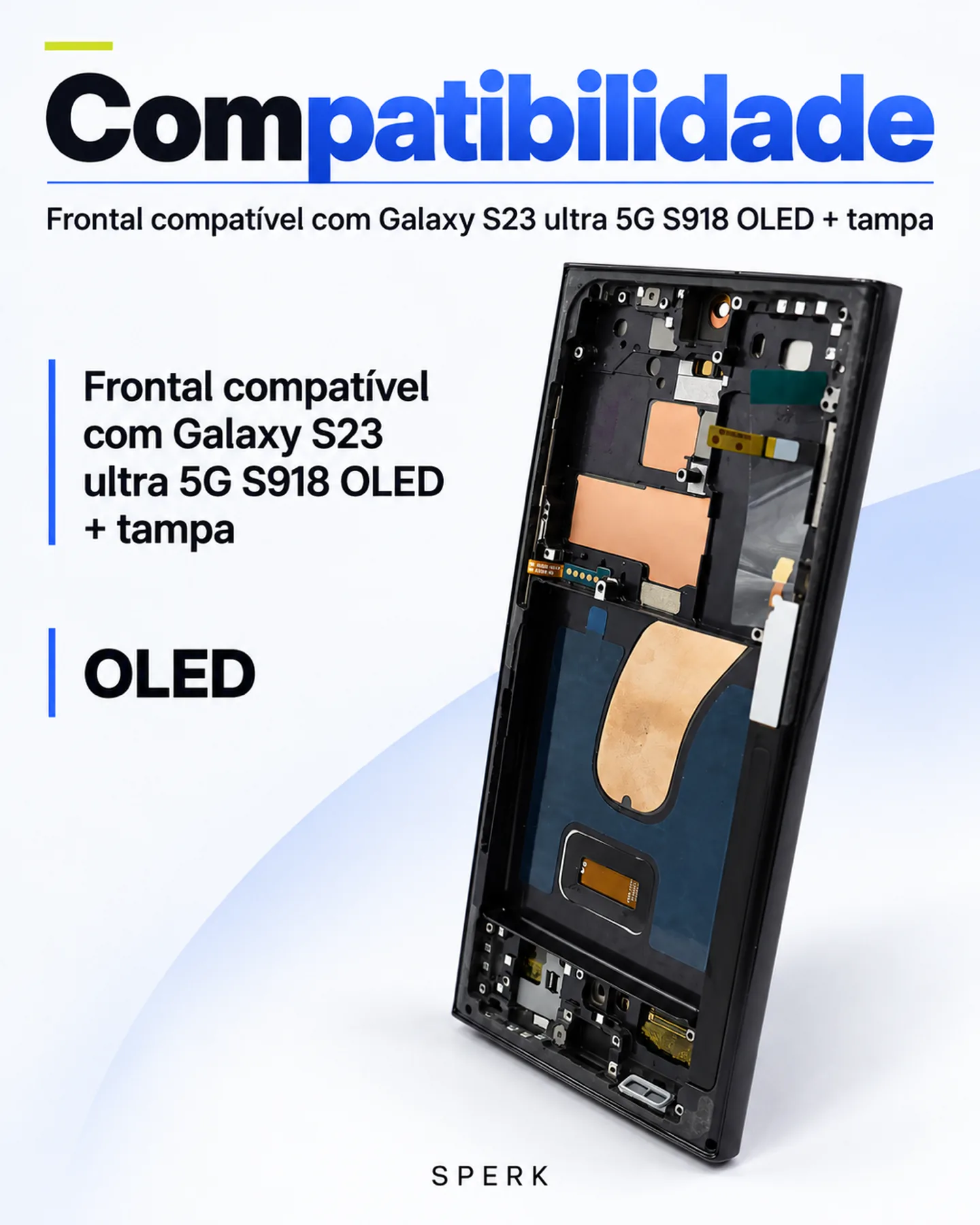 Frontal compatível com Galaxy S23 ultra 5G S918 OLED + tampa — painel 4