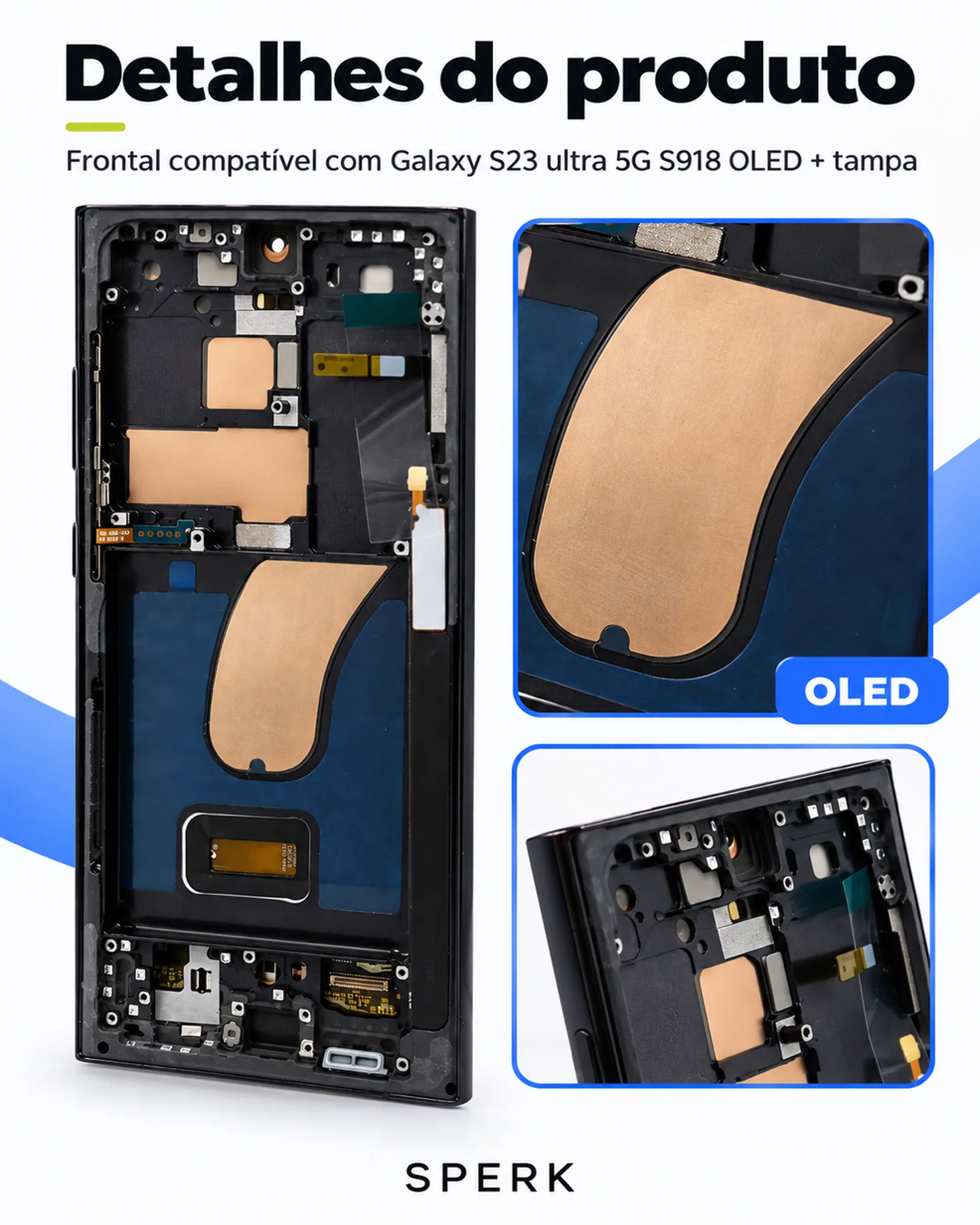 Frontal compatível com Galaxy S23 ultra 5G S918 OLED + tampa — painel 5