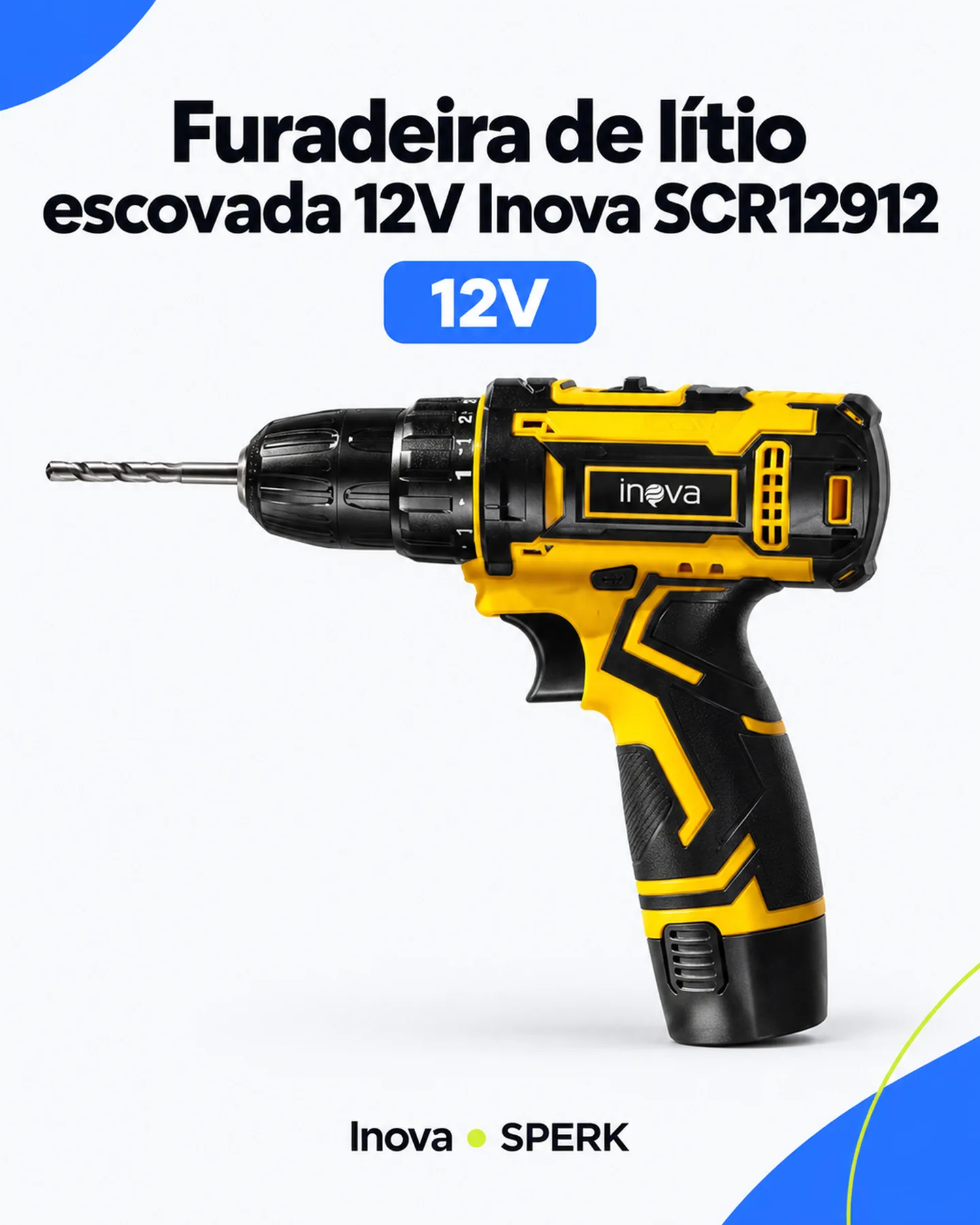 Furadeira de lítio escovada 12V Inova SCR12912 — painel 1