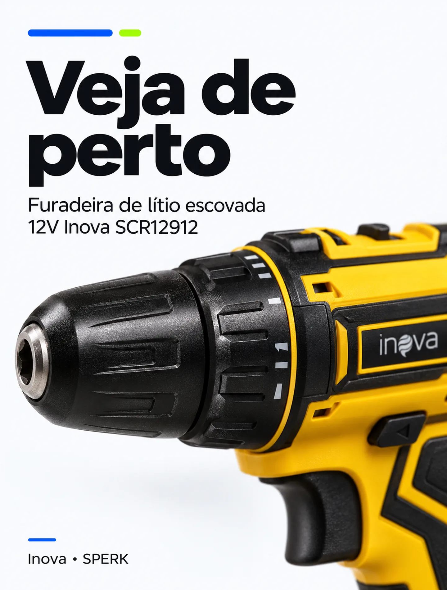 Furadeira de lítio escovada 12V Inova SCR12912 — painel 3