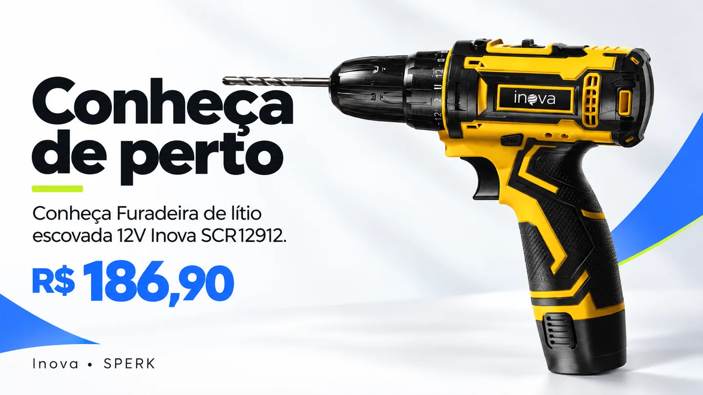 Furadeira de lítio escovada 12V Inova SCR12912 — heroi descricao
