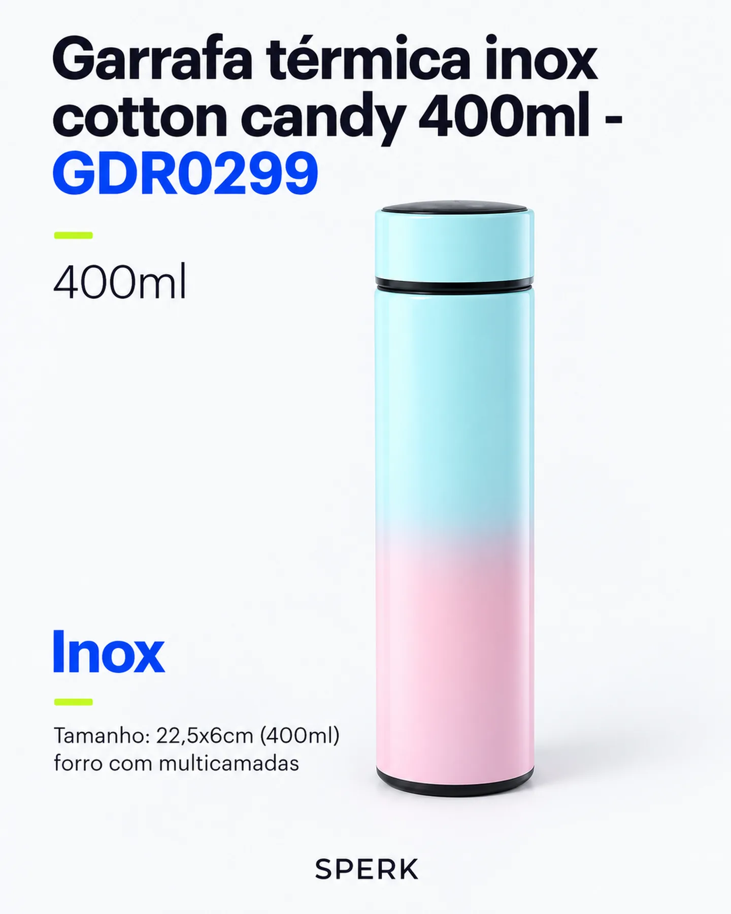 Garrafa térmica inox cotton candy 400ml - GDR0299 — painel 1