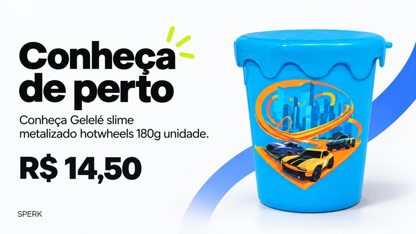 Gelelé slime metalizado hotwheels 180g unidade — heroi descricao