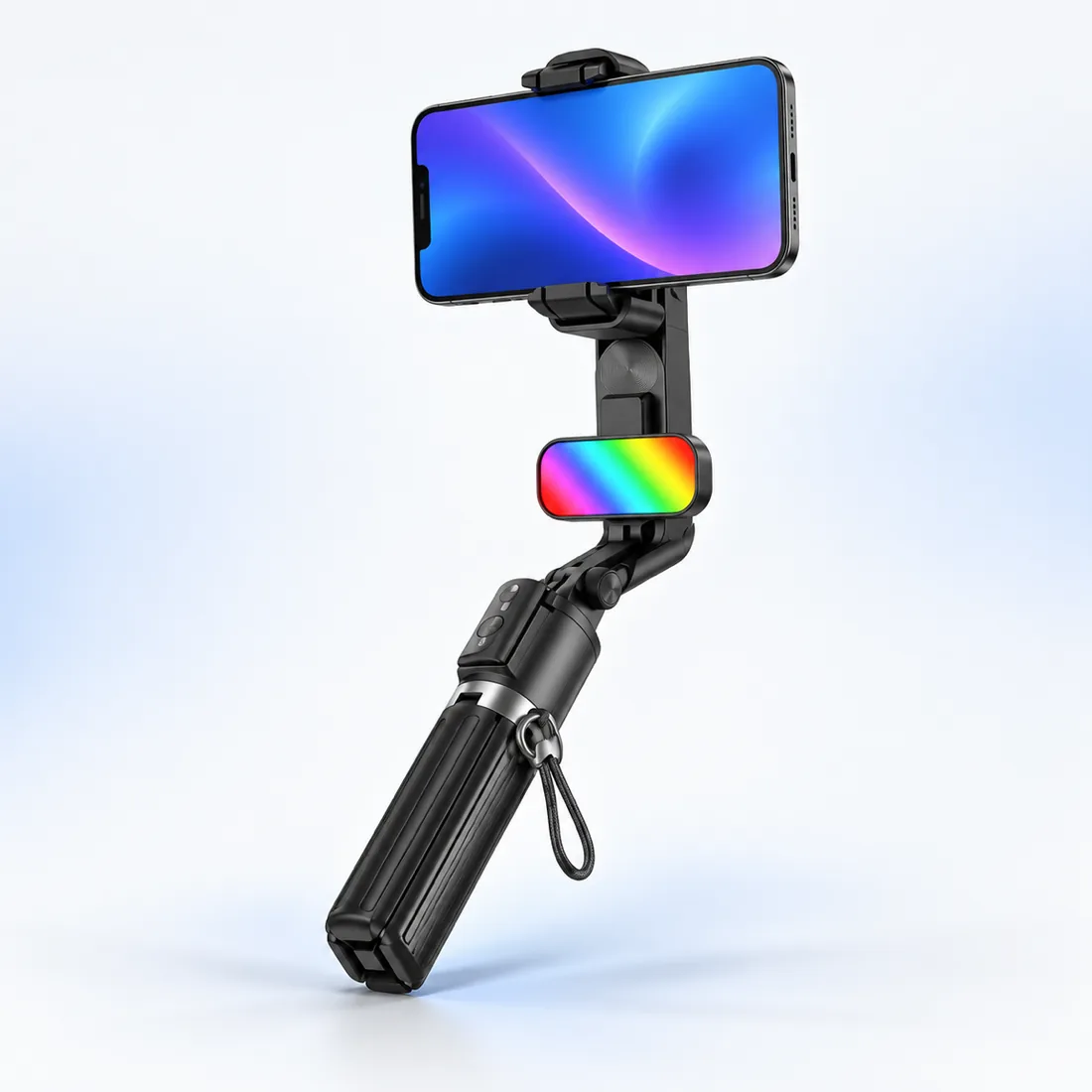 Gimbal estabilizador bastão de selfie com luz RGB Hrebos IF-210