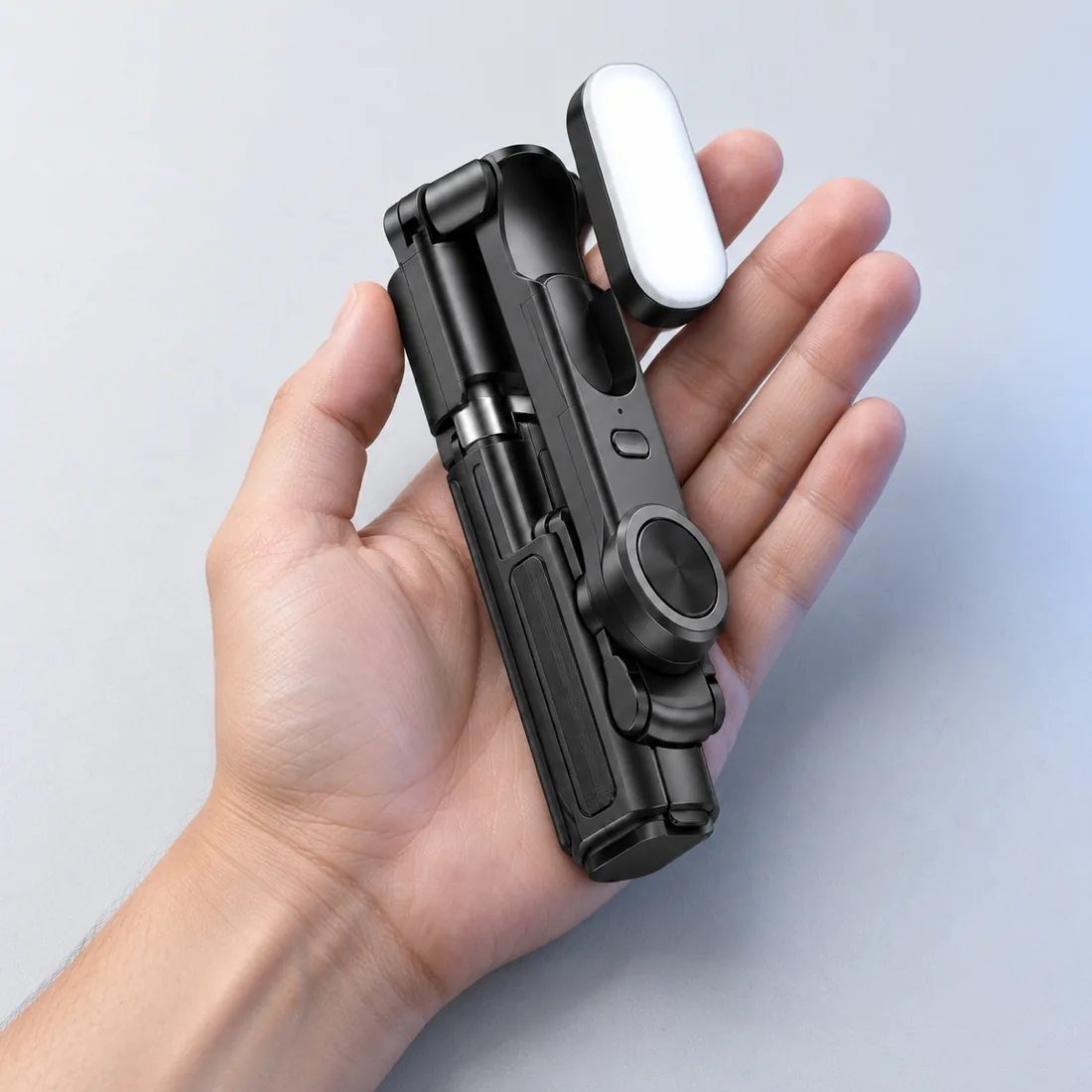 Gimbal estabilizador bastão de selfie com luz RGB Hrebos IF-210 — escala