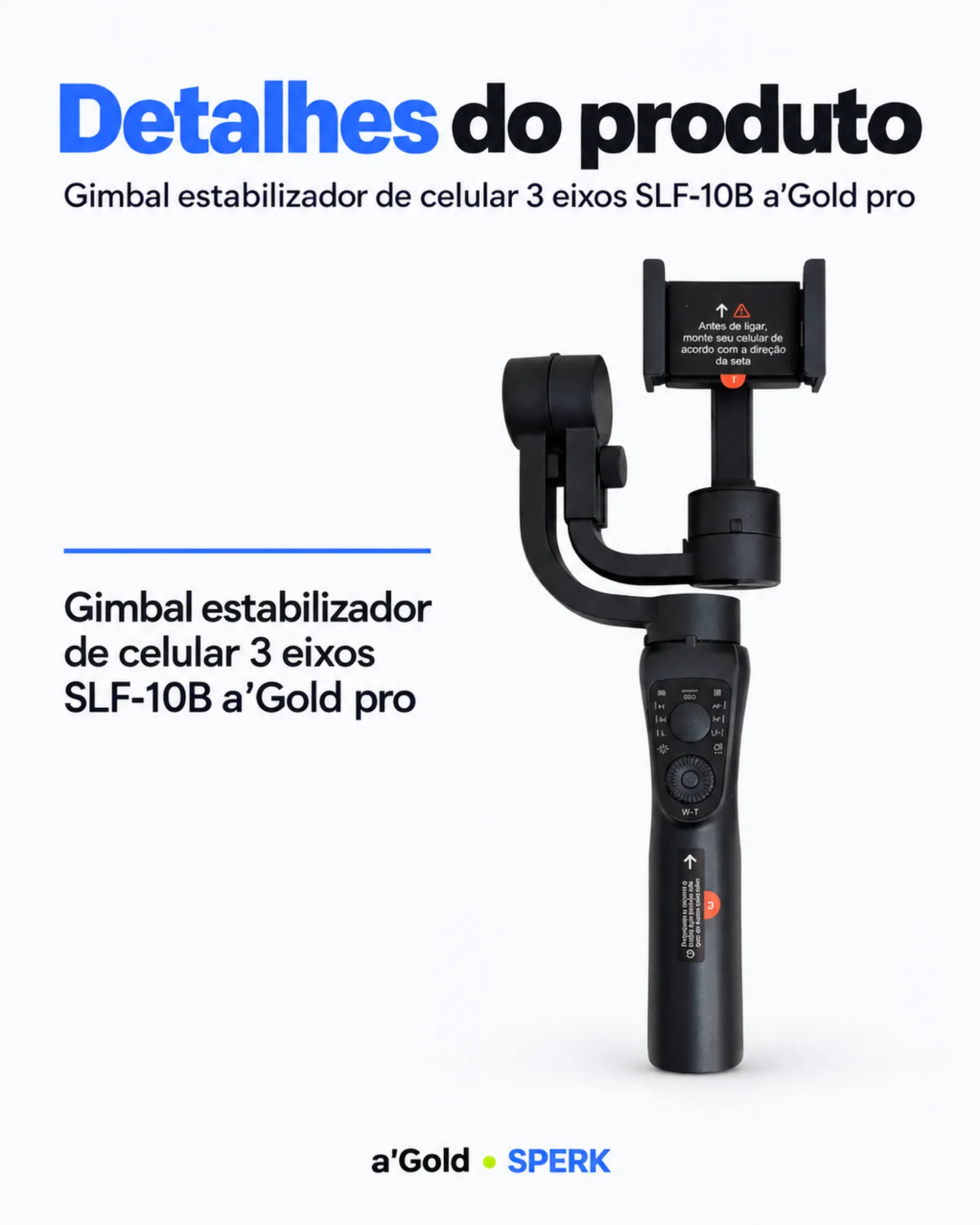 Gimbal estabilizador de celular 3 eixos SLF-10B a'Gold pro — painel 4