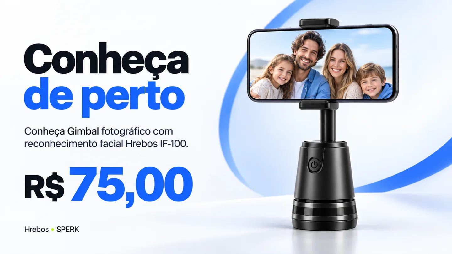 Gimbal fotográfico com reconhecimento facial Hrebos IF-100 — heroi descricao
