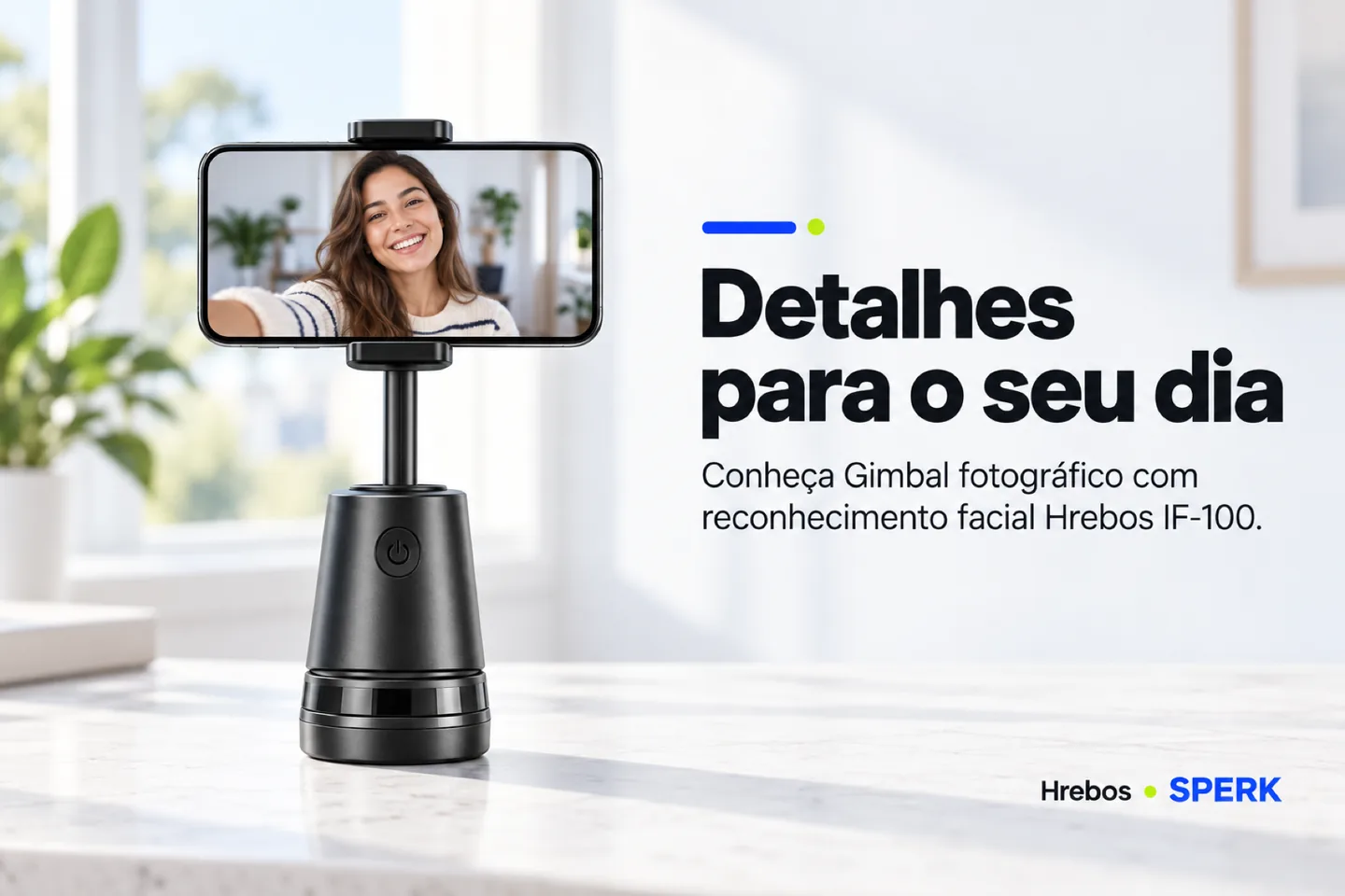 Gimbal fotográfico com reconhecimento facial Hrebos IF-100 — diferencial uso