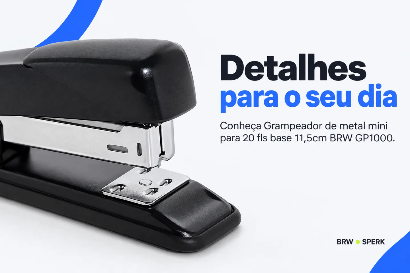 Grampeador de metal mini para 20 fls base 11,5cm BRW GP1000 — diferencial uso