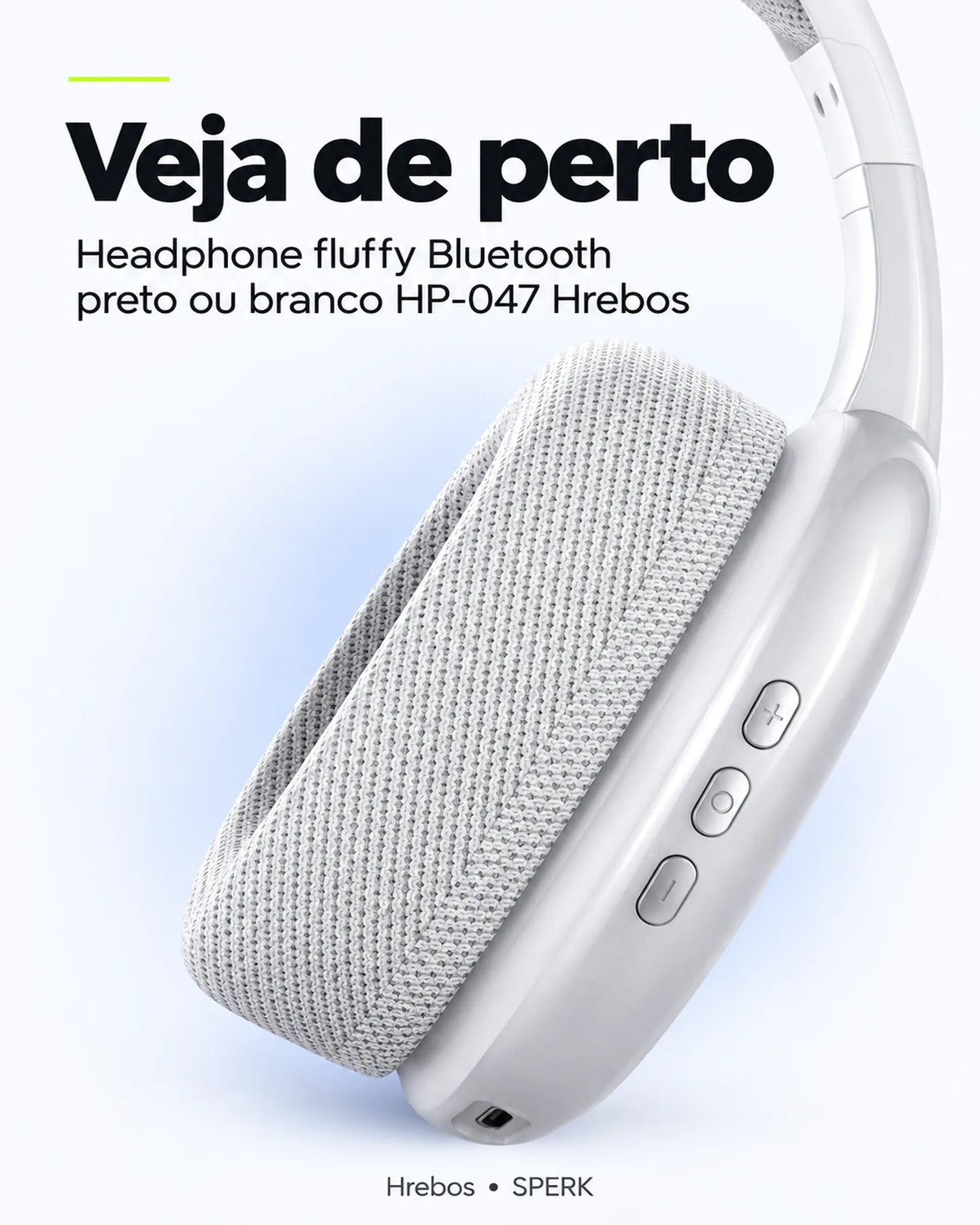 Headphone fluffy Bluetooth preto ou branco HP-047 Hrebos — painel 3