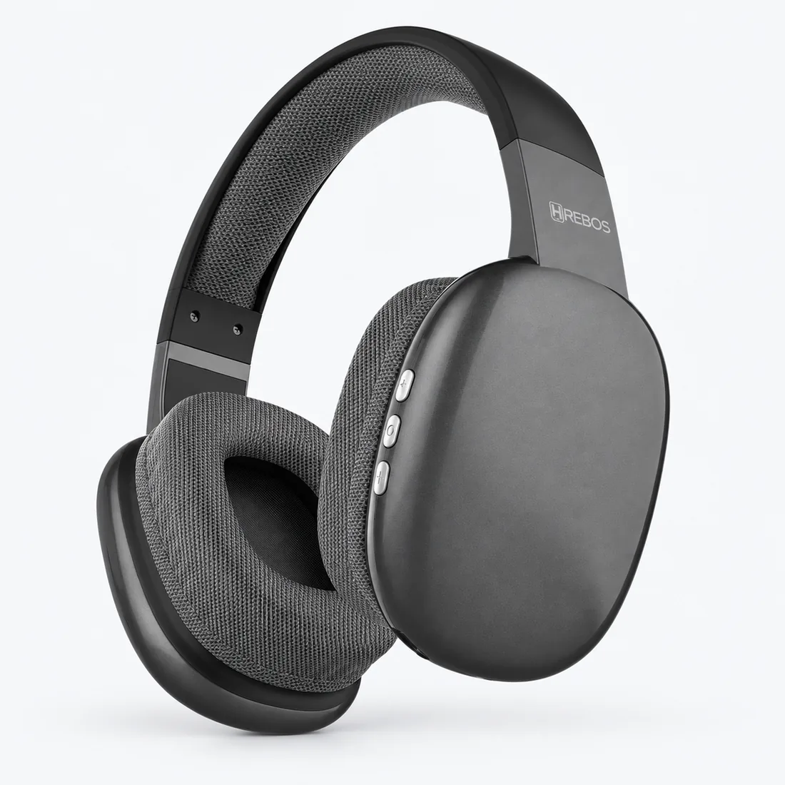 Headphone fluffy Bluetooth preto ou branco HP-047 Hrebos — verso lateral