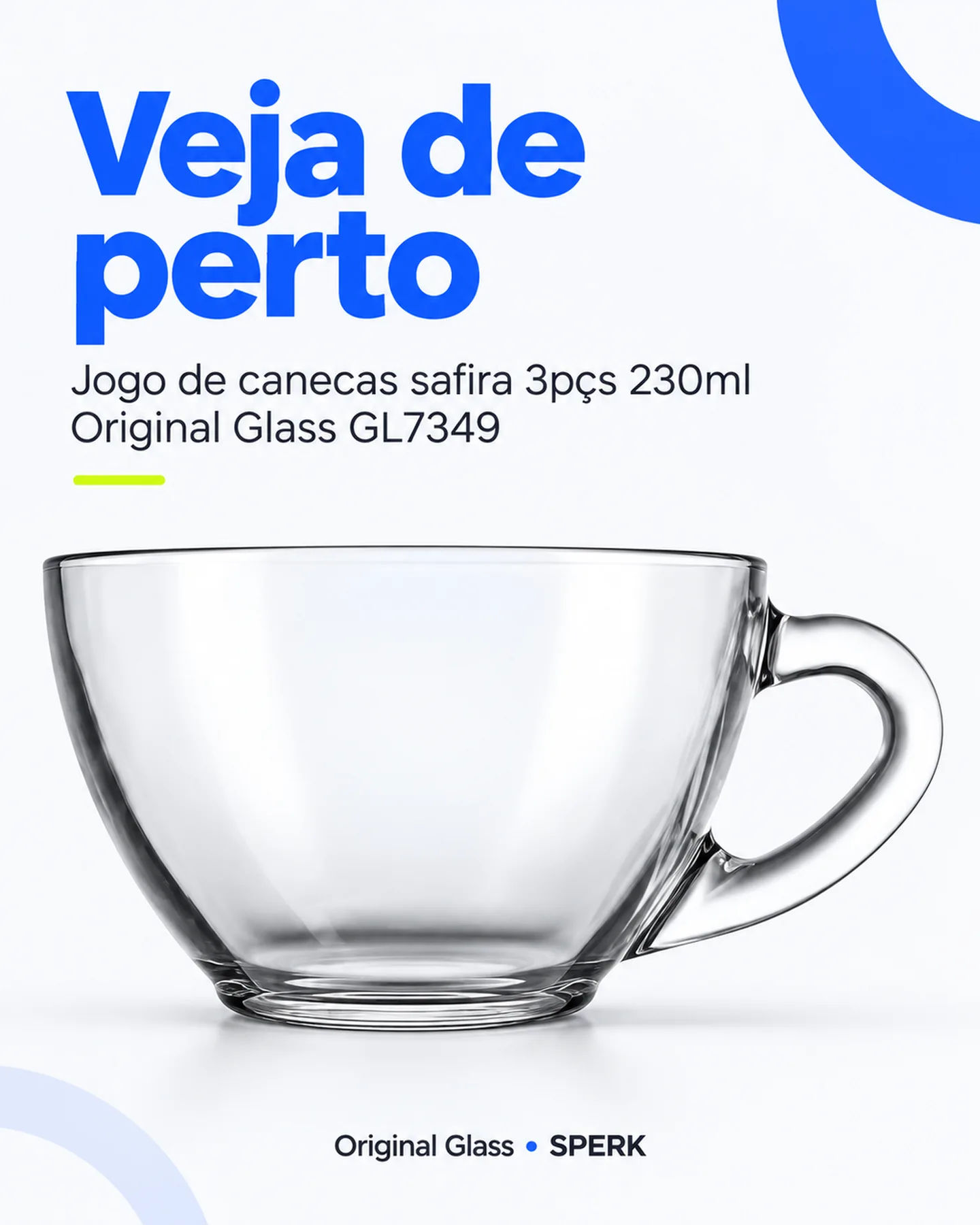 Jogo de canecas safira 3pçs 230ml Original Glass GL7349 — painel 3
