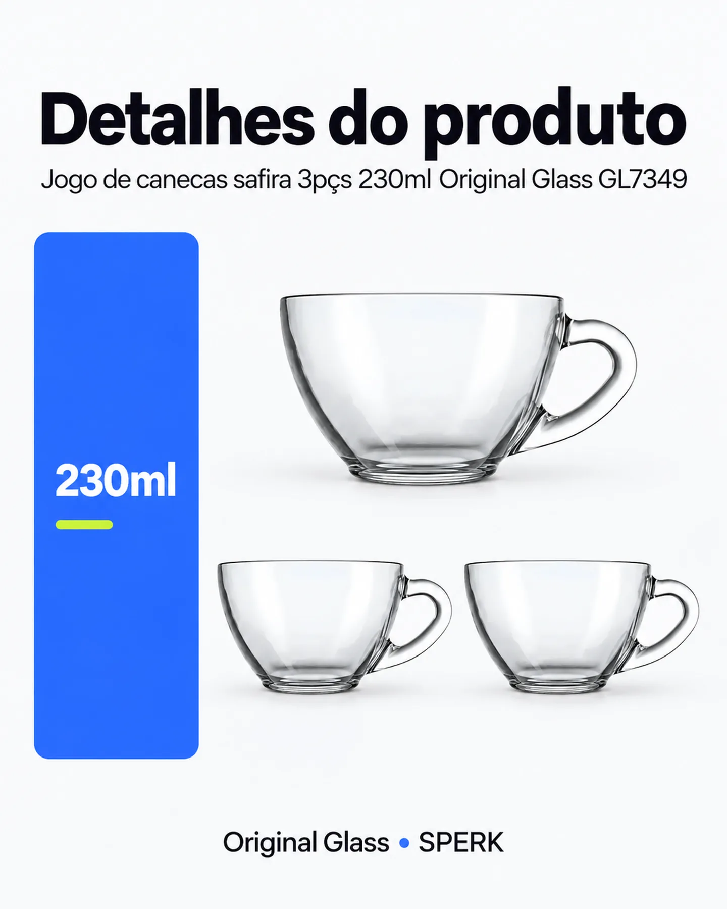 Jogo de canecas safira 3pçs 230ml Original Glass GL7349 — painel 4