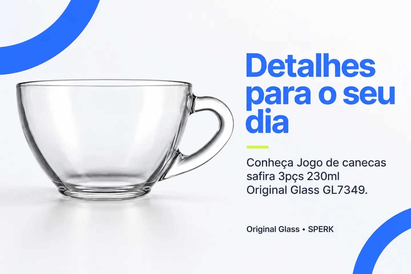 Jogo de canecas safira 3pçs 230ml Original Glass GL7349 — diferencial uso