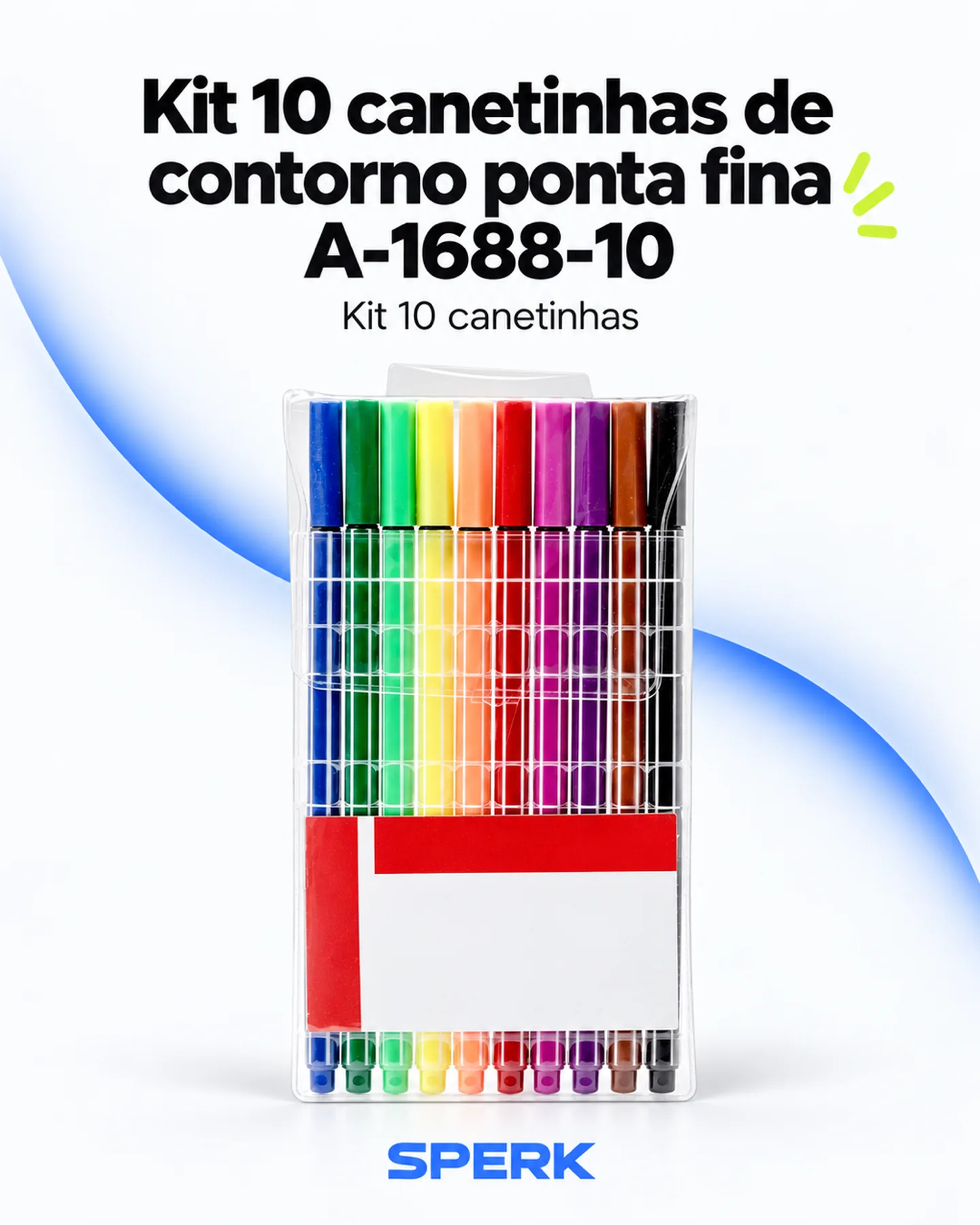 Kit 10 canetinhas de contorno ponta fina A-1688-10 — painel 1
