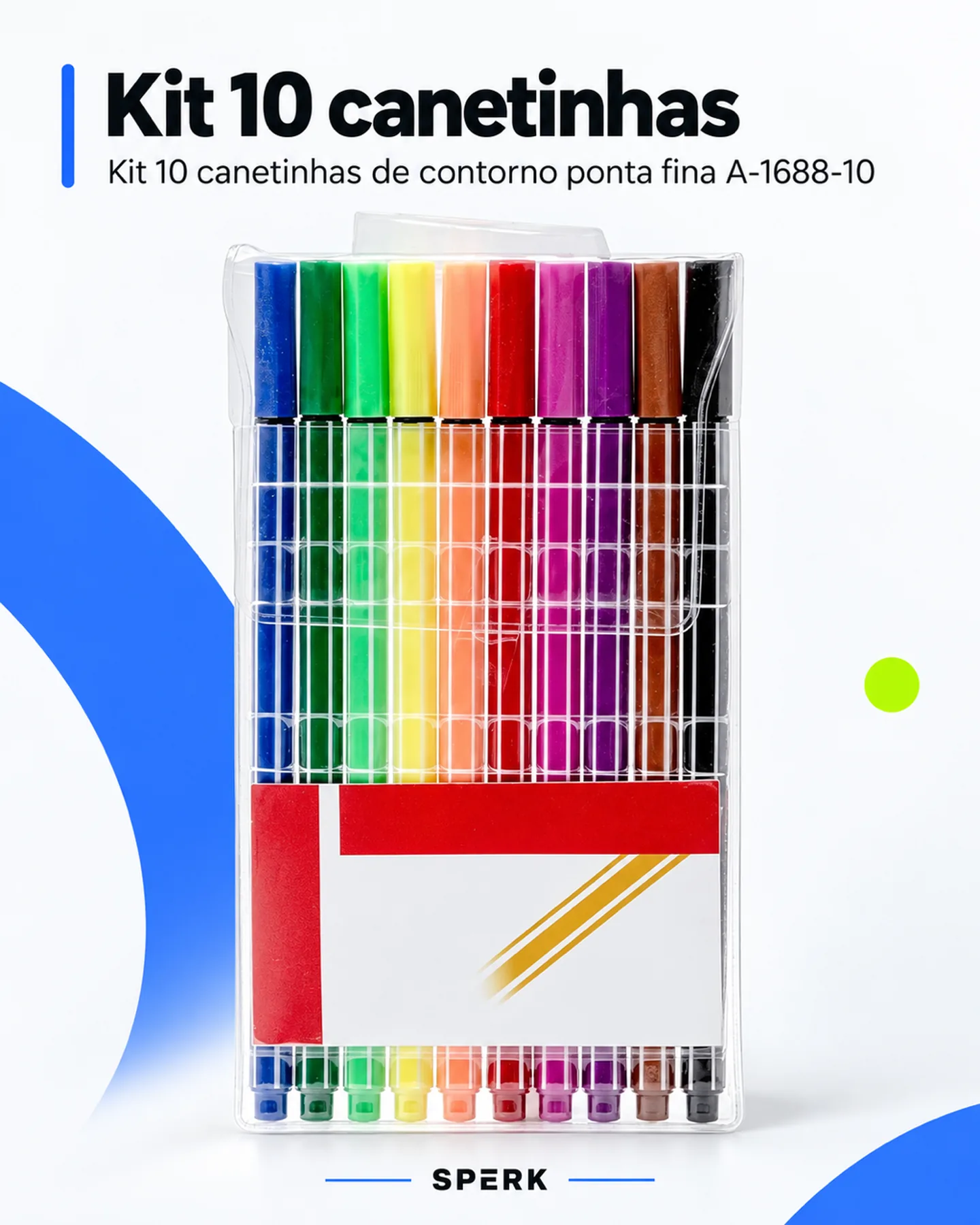 Kit 10 canetinhas de contorno ponta fina A-1688-10 — painel 2