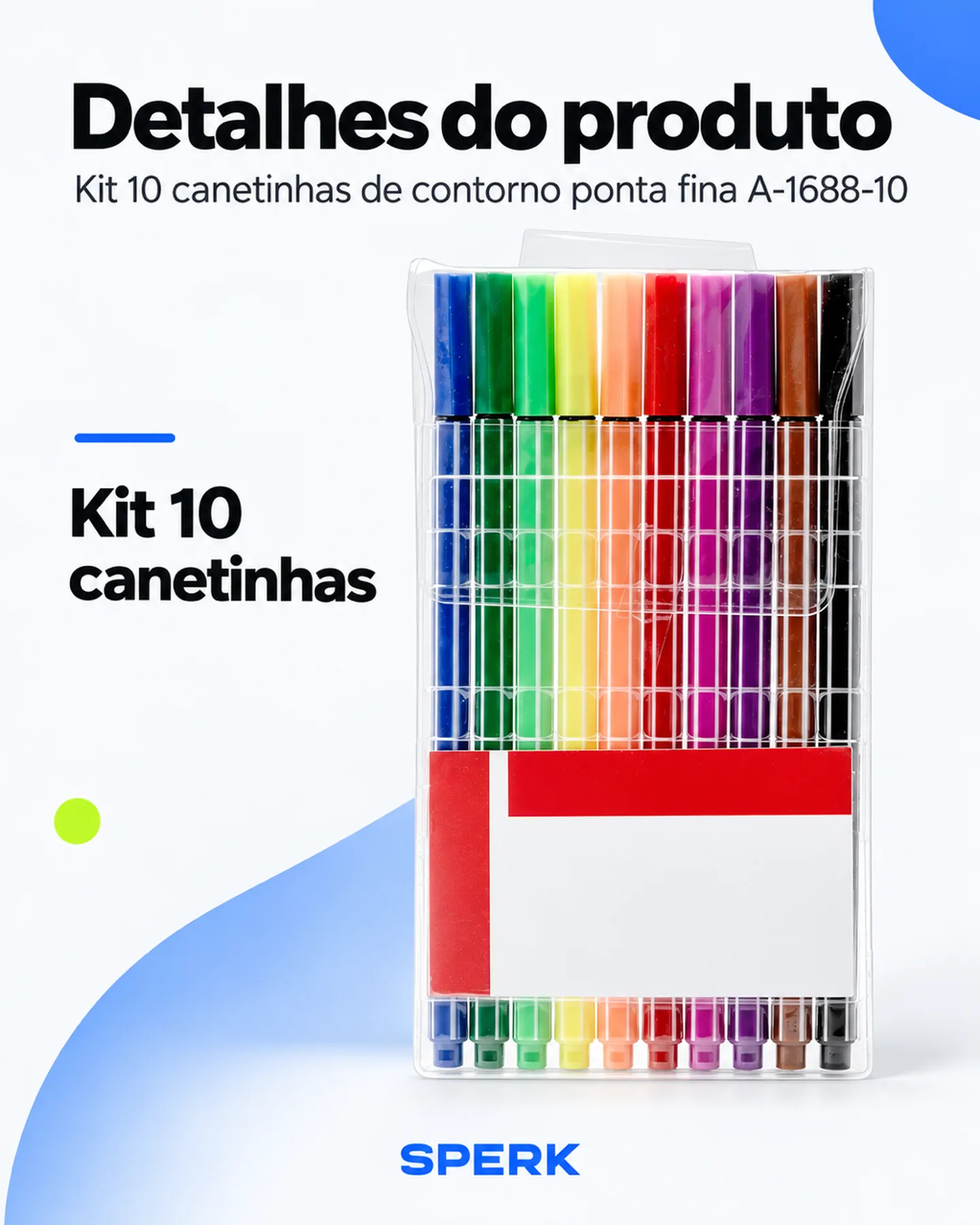 Kit 10 canetinhas de contorno ponta fina A-1688-10 — painel 4