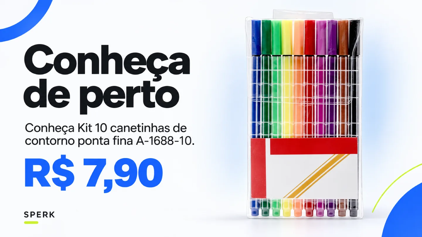 Kit 10 canetinhas de contorno ponta fina A-1688-10 — heroi descricao