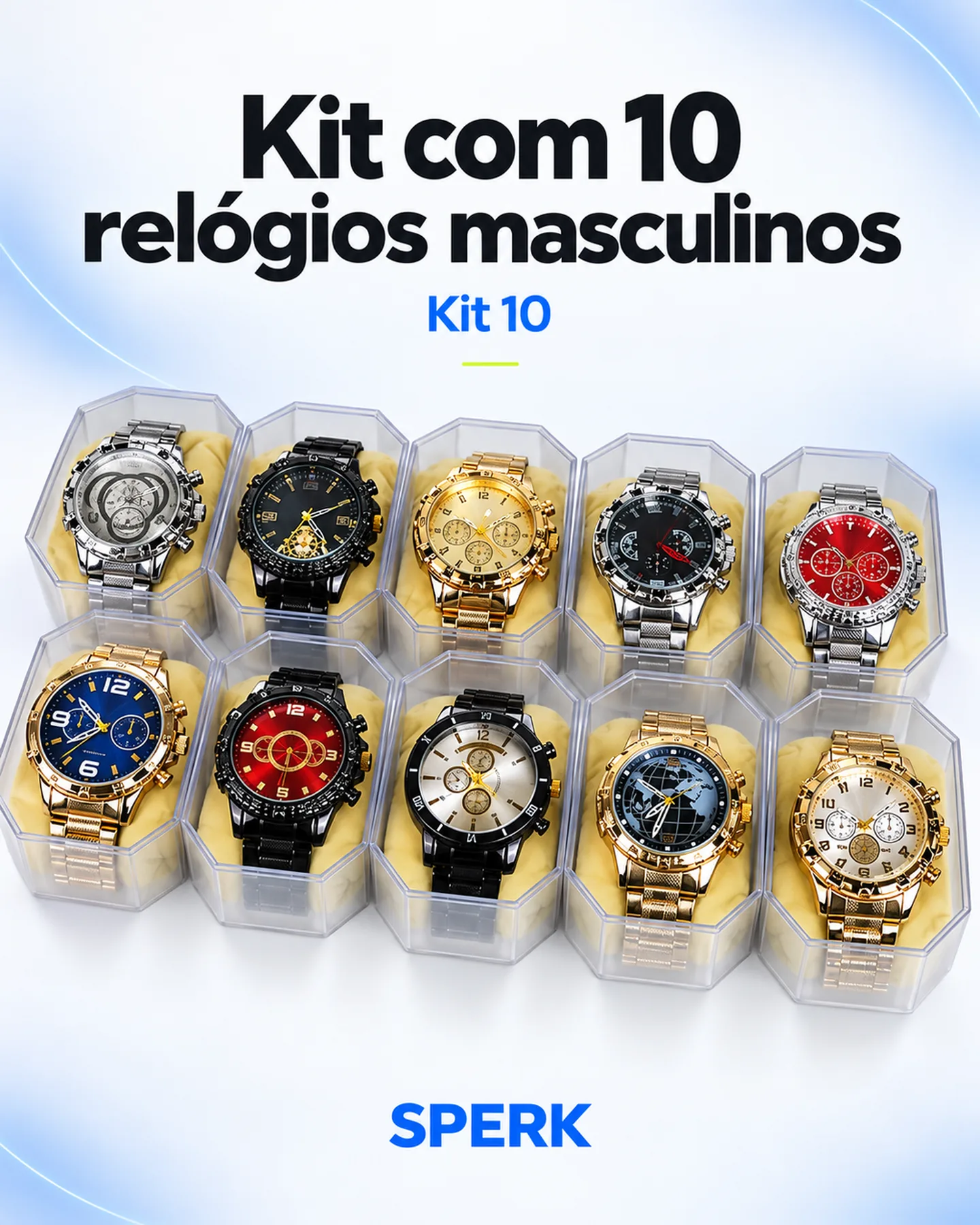 Kit com 10 relógios masculinos — painel 1