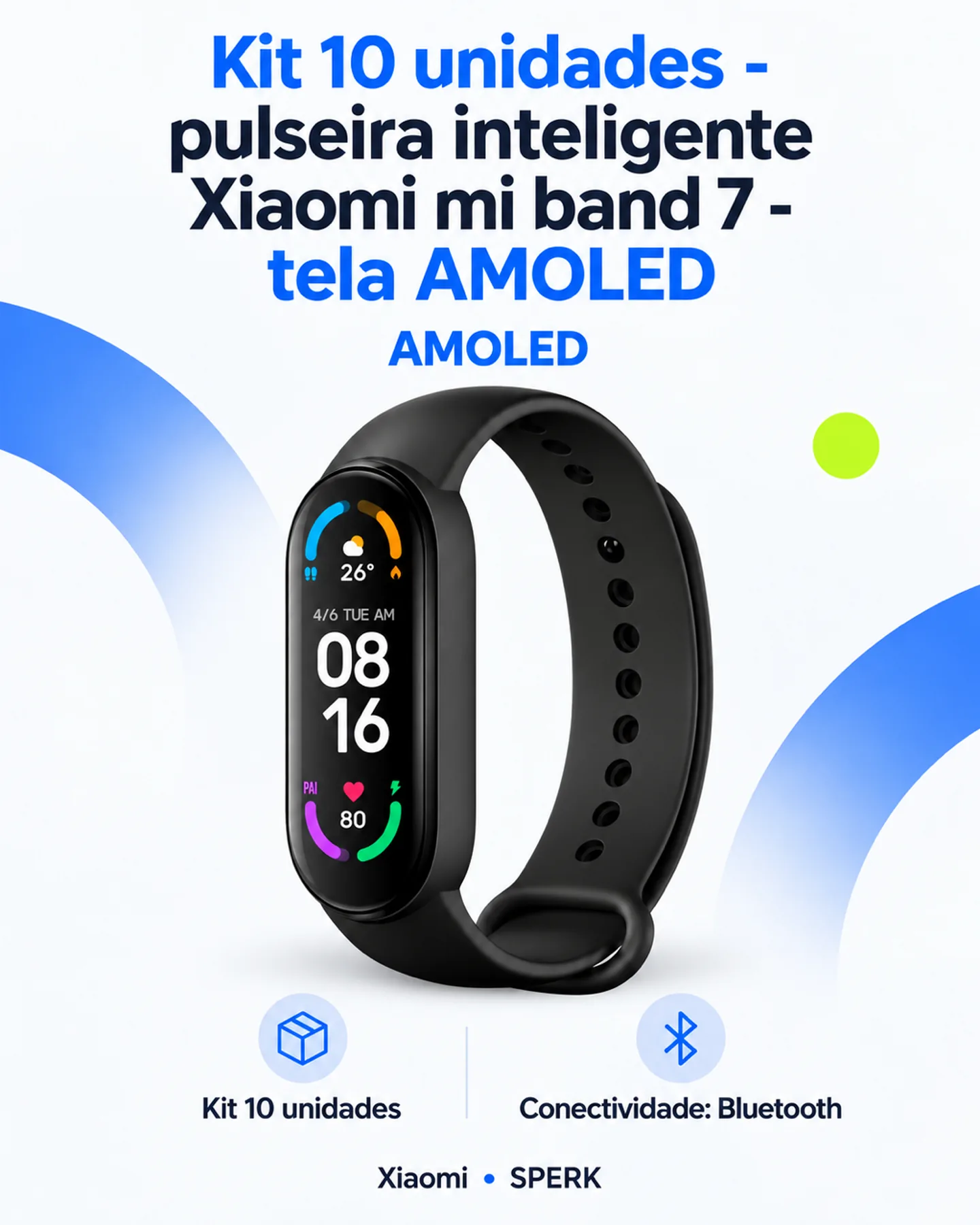 Kit 10 unidades - pulseira inteligente Xiaomi mi band 7 - tela AMOLED — painel 1