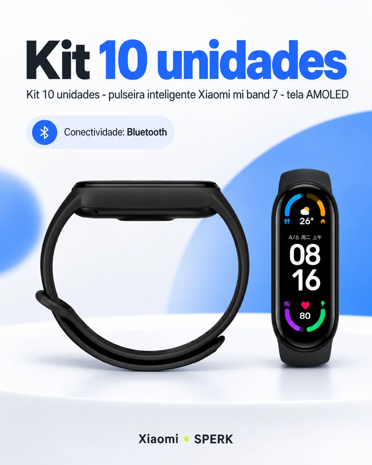 Kit 10 unidades - pulseira inteligente Xiaomi mi band 7 - tela AMOLED — painel 3