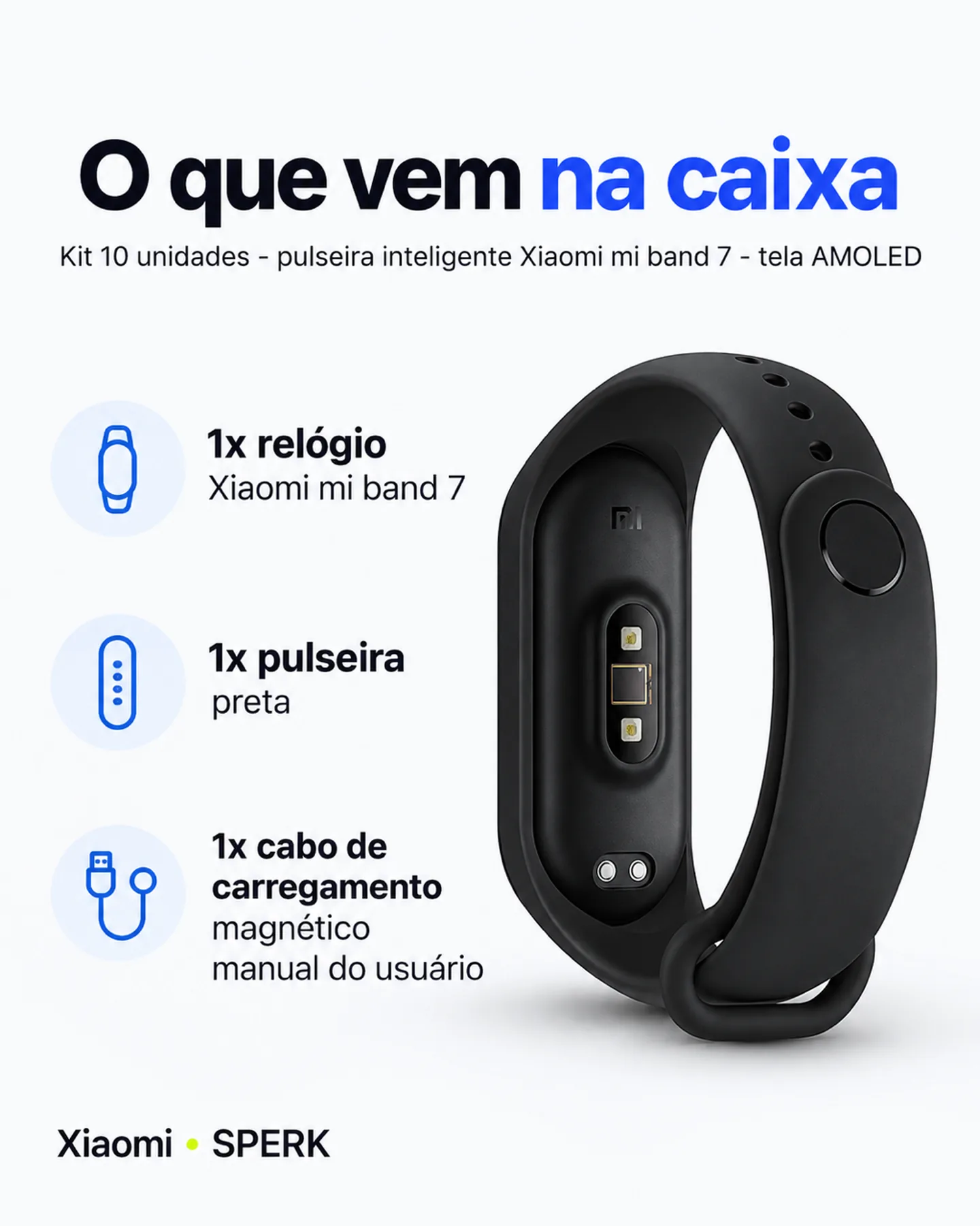 Kit 10 unidades - pulseira inteligente Xiaomi mi band 7 - tela AMOLED — painel 5